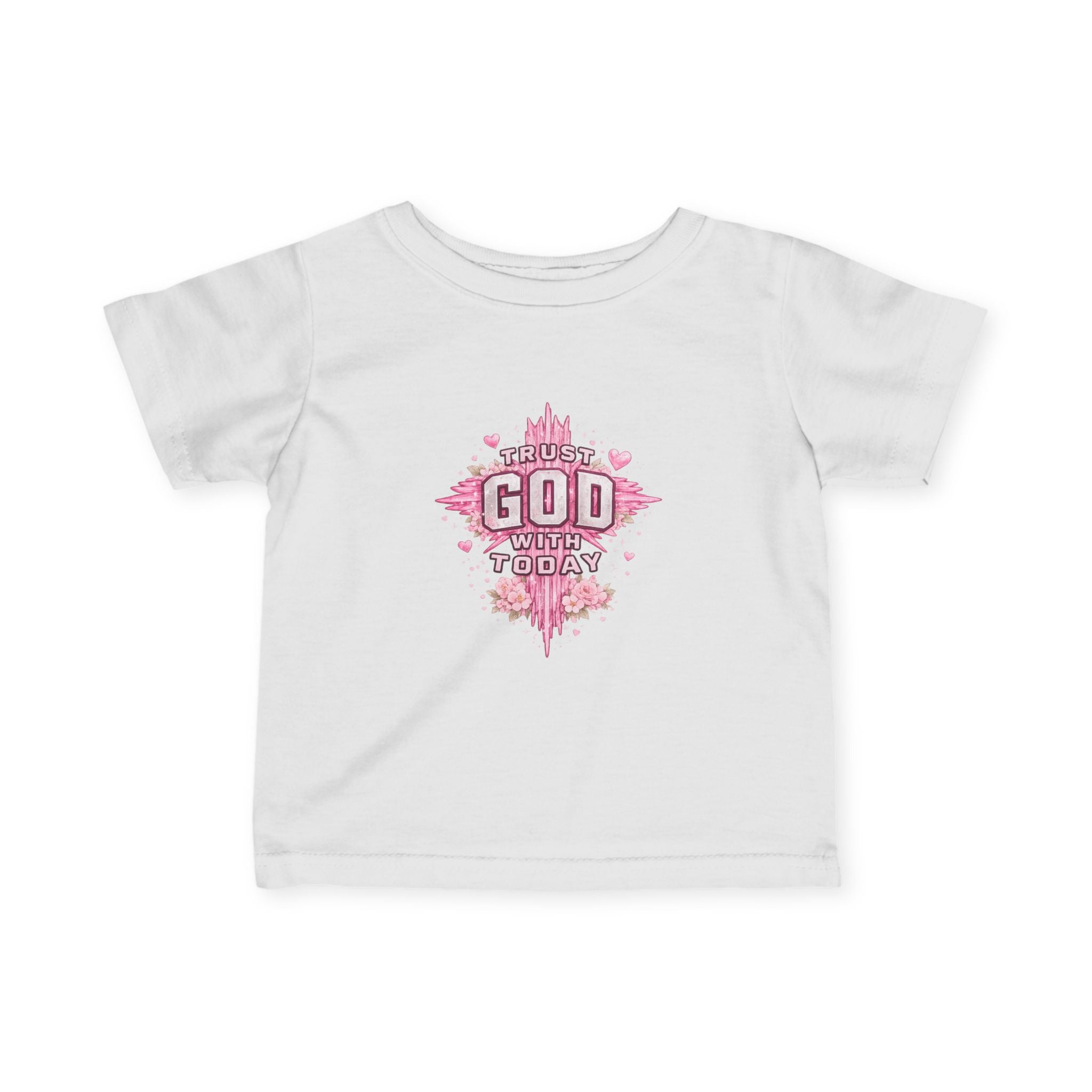 Infant Tee — Pink Cross "Trust God for Today"