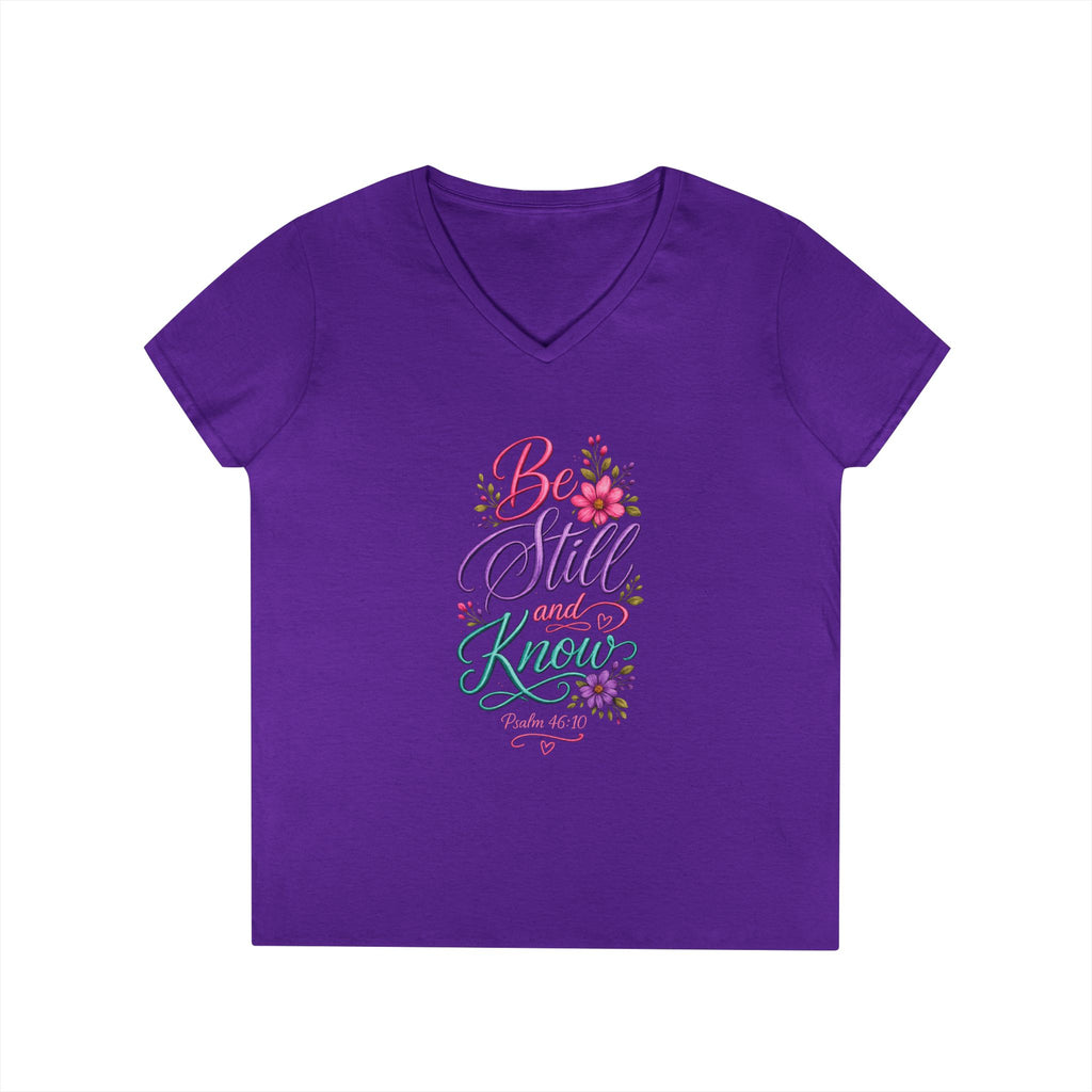 Be Still and Know Floral V-Neck T-Shirt