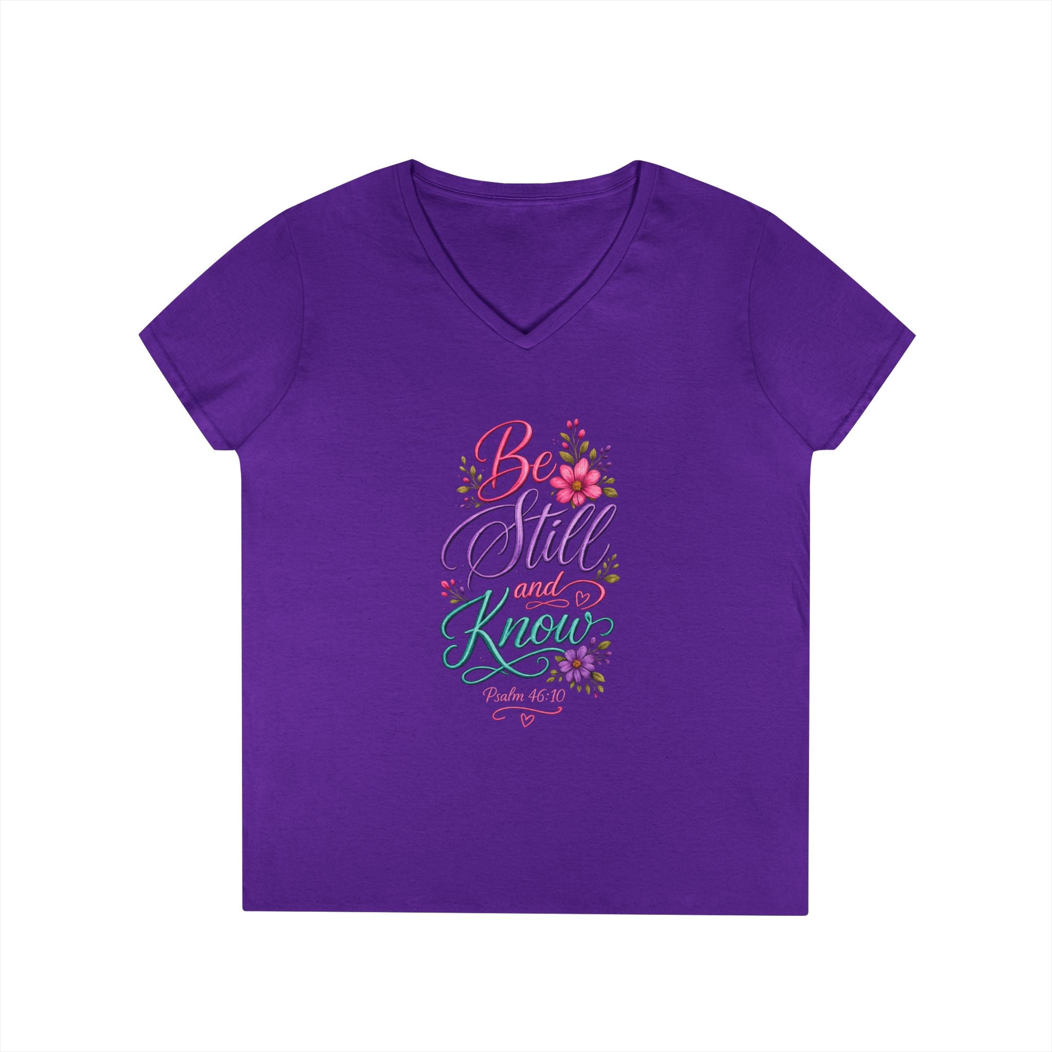 Be Still and Know Floral V-Neck T-Shirt