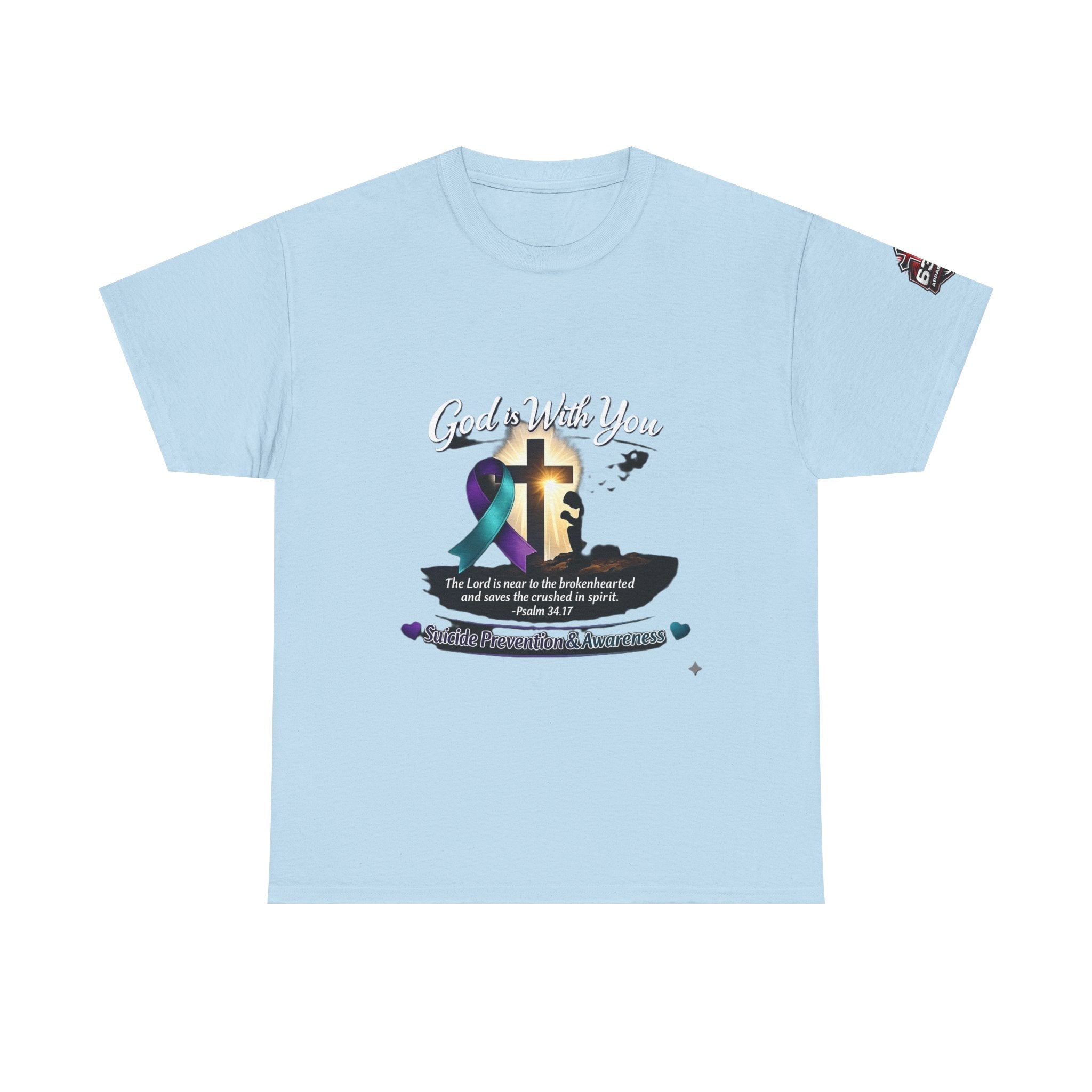God Is With You Tee — Suicide Prevention Awareness Shirt (Psalm 34:17)