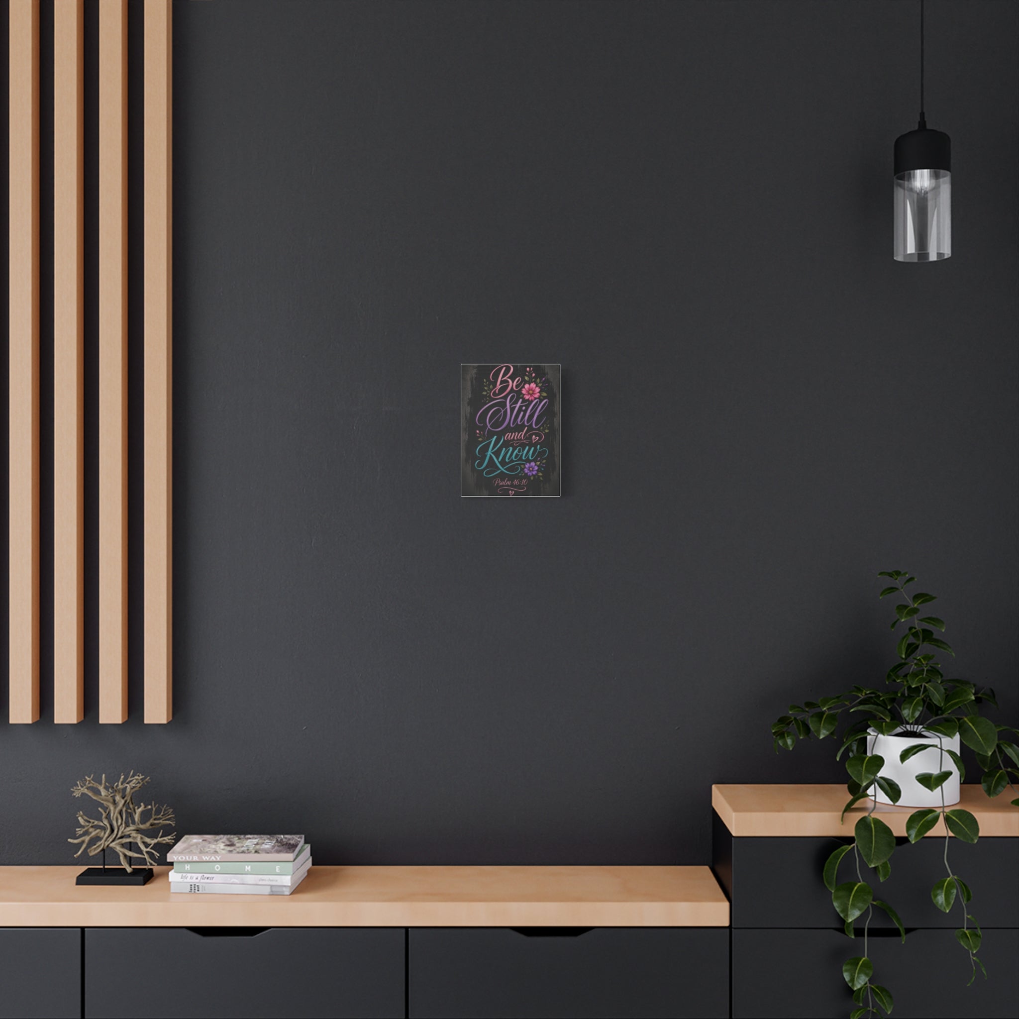 Canvas Wall Art — "Be Still and Know" Floral Typography