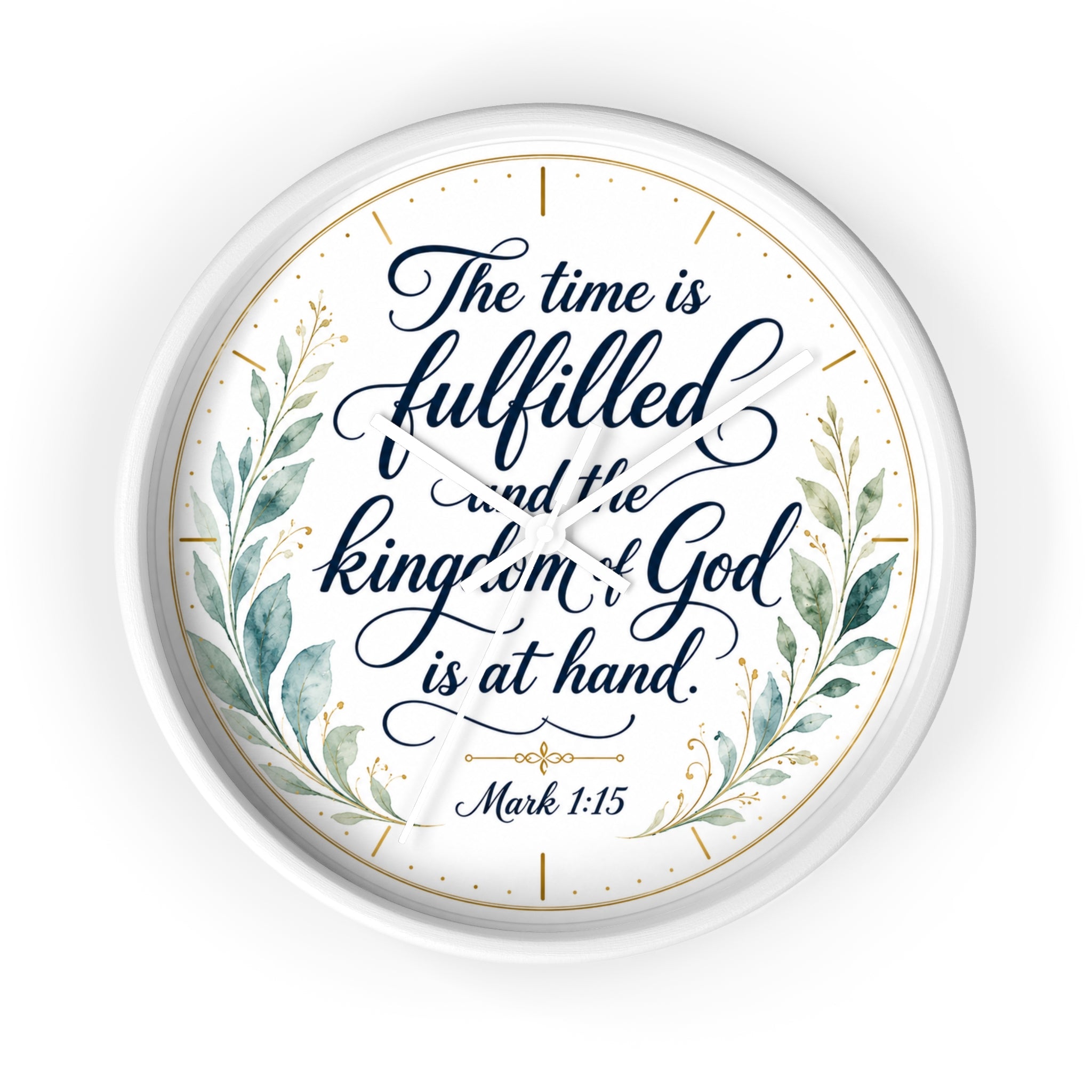 Mark 1:15 Elegant Wall Clock — Simple Christian Scripture Timepiece
