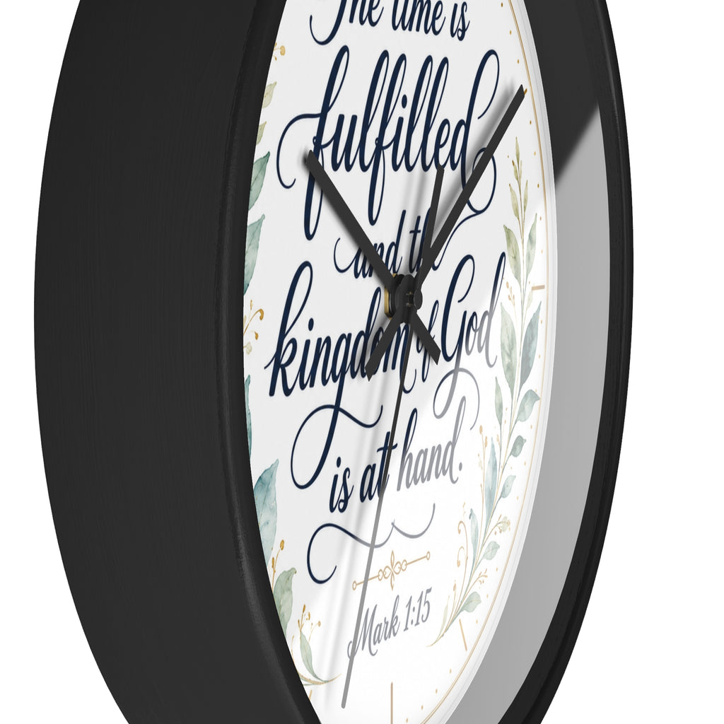Mark 1:15 Elegant Wall Clock — Simple Christian Scripture Timepiece
