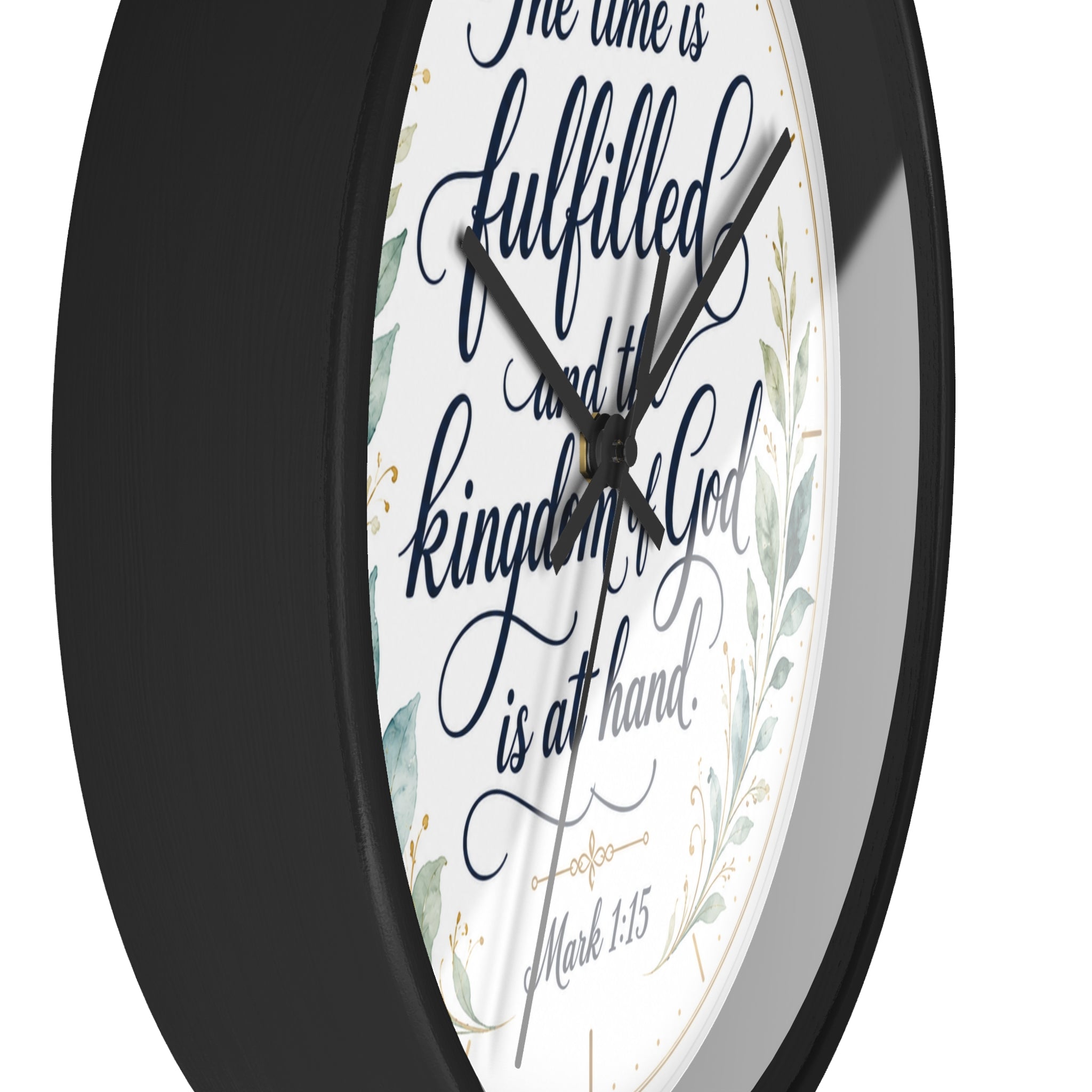 Mark 1:15 Elegant Wall Clock — Simple Christian Scripture Timepiece