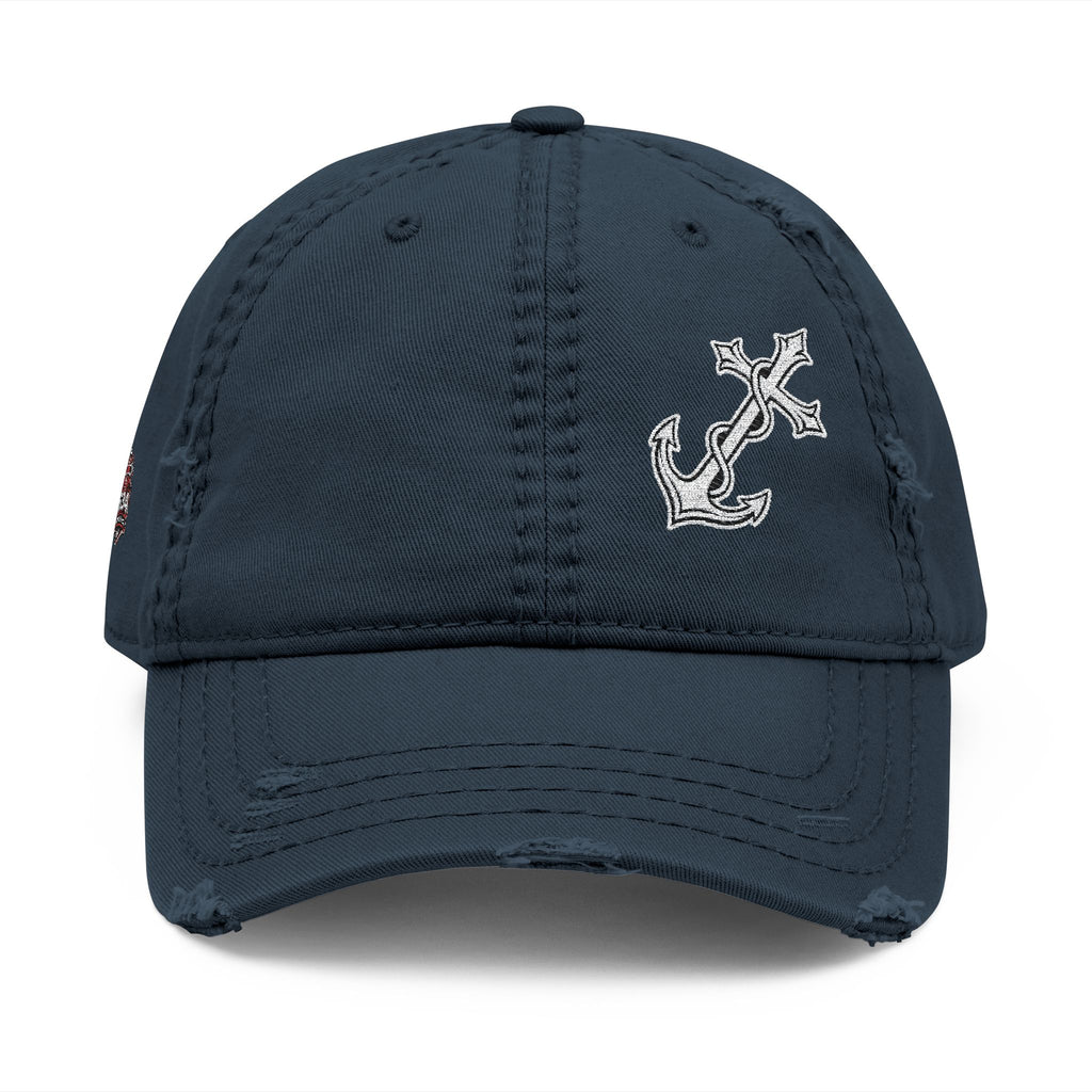 Christian Anchor Cross Embroidered Dad Hat