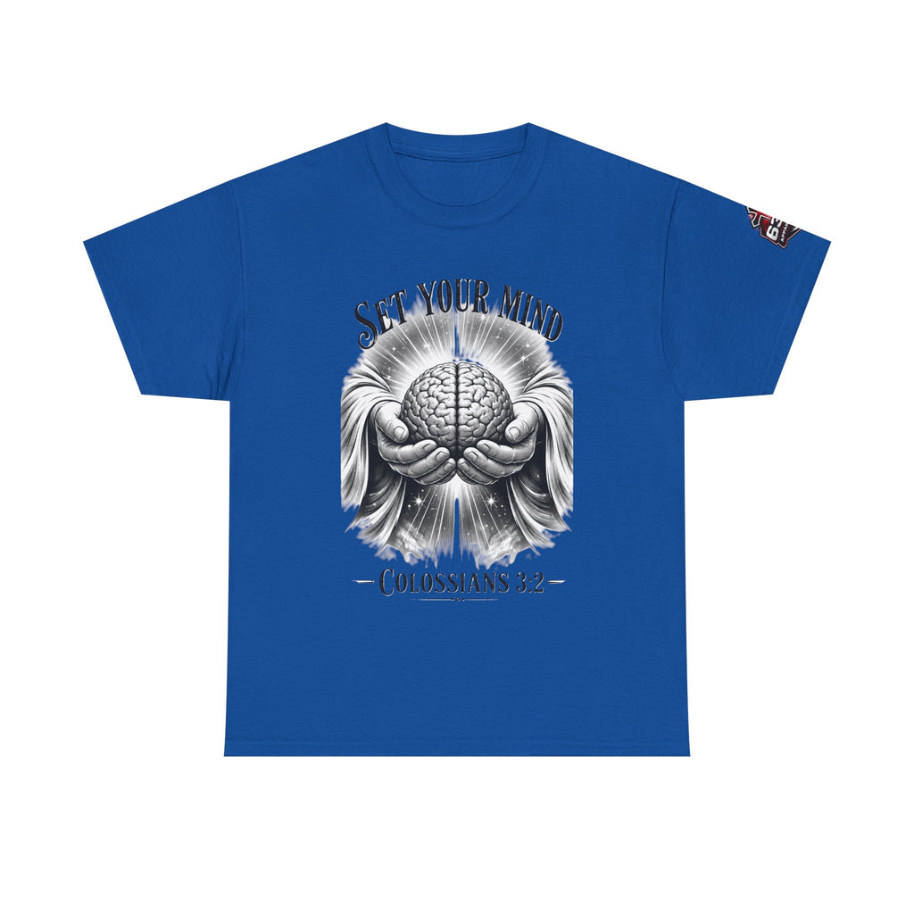 Set Your Mind Colossians Tee — Brain in God’s Hands Christian T‑Shirt
