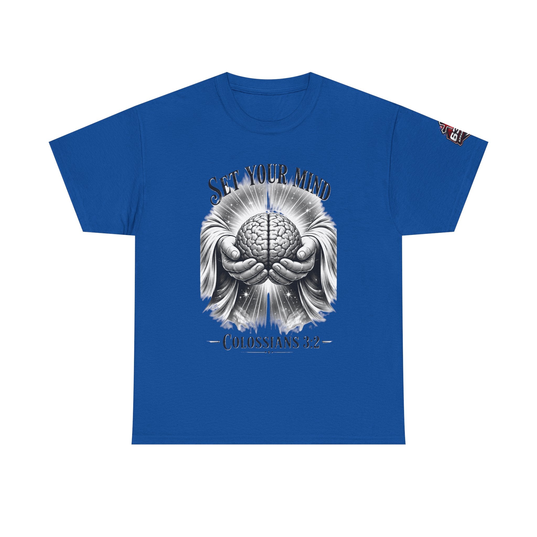 Set Your Mind Colossians Tee — Brain in God’s Hands Christian T‑Shirt