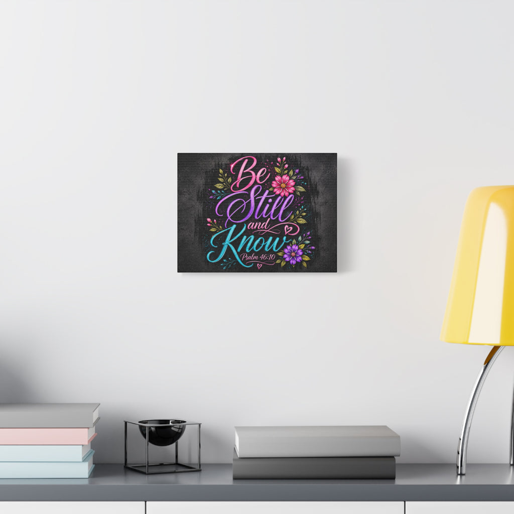 Be Still and Know Psalm 46:10 Floral Canvas Wall Art