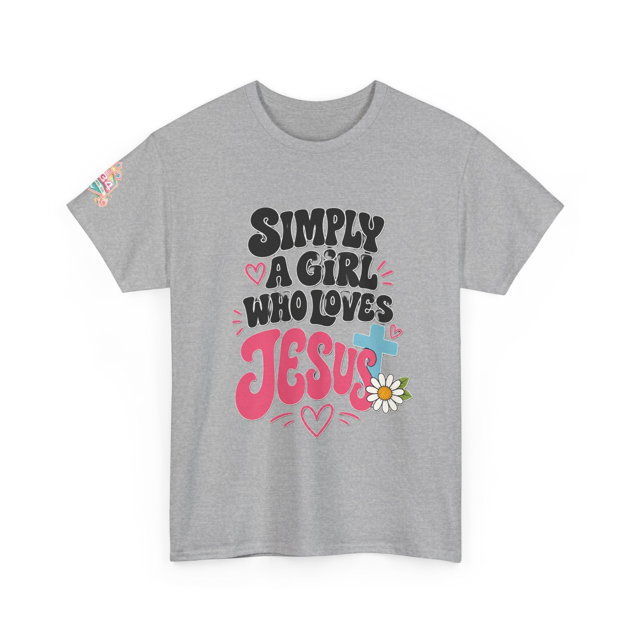Girl Who Loves Jesus Floral Tee — Bright Colorful Christian Faith Shirt