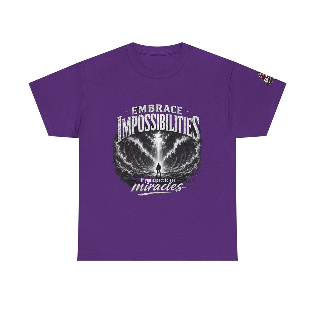 Moses Parting the Red Sea Tee — "Embrace Impossibilities" Inspirational Christian T‑Shirt