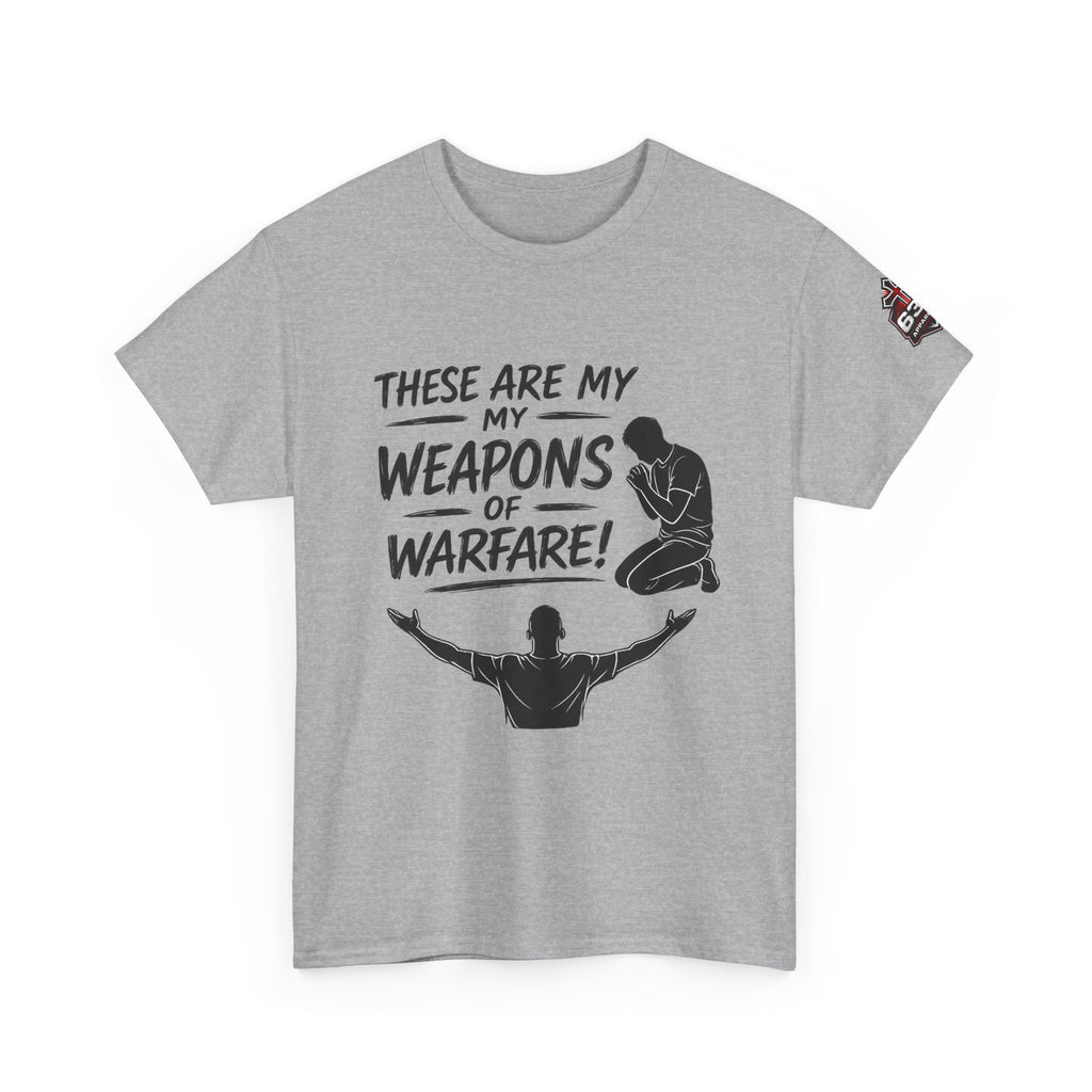 Worship & Prayer Tee — "These Are My Weapons of Warfare" Christian T-Shirt