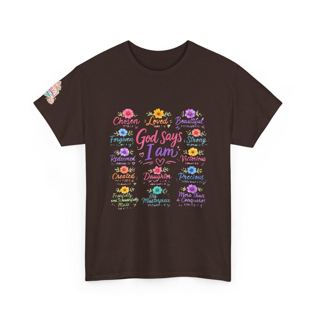 Encouraged by God Floral Tee — What God Says We Are Inspirational Women Shirt