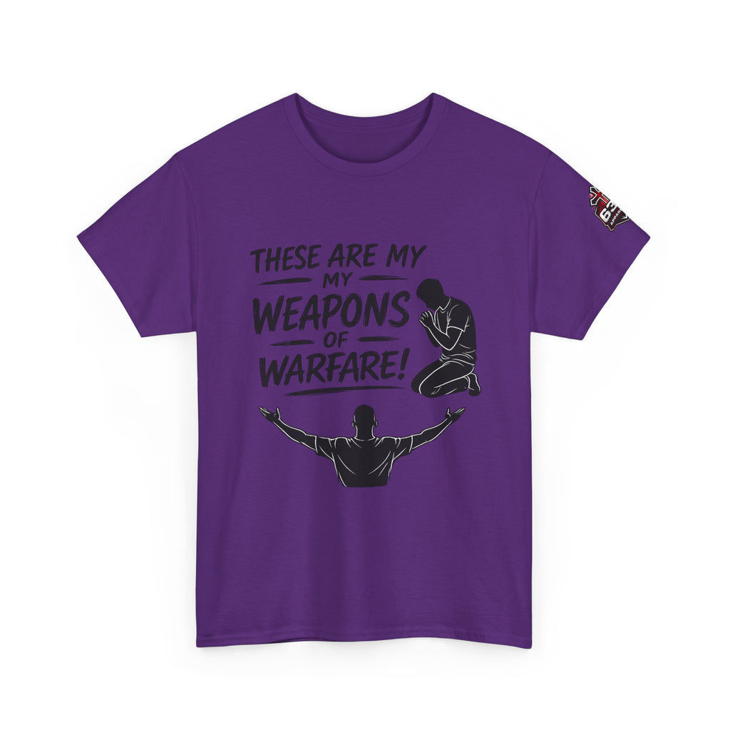 Worship & Prayer Tee — "These Are My Weapons of Warfare" Christian T-Shirt