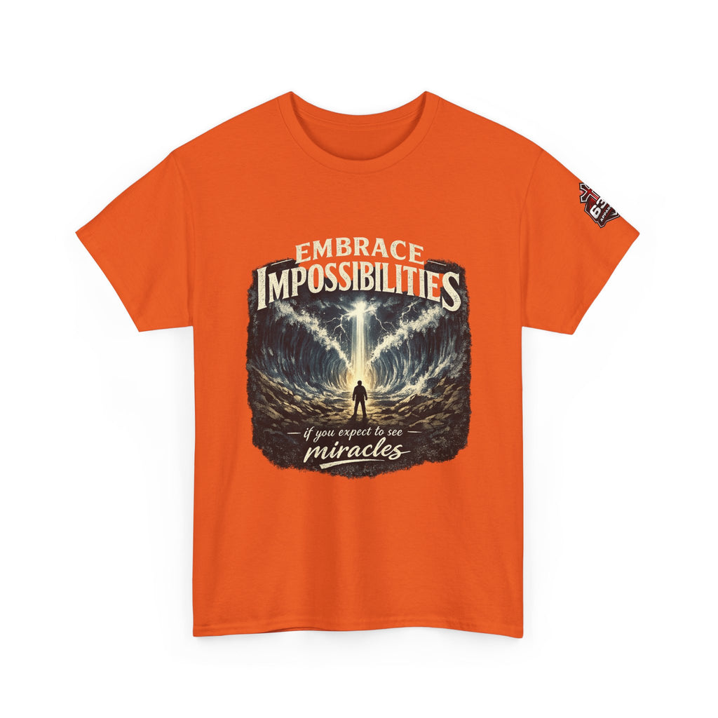 Moses Parting the Red Sea Tee — "Embrace Impossibilities" Inspirational Christian T‑Shirt