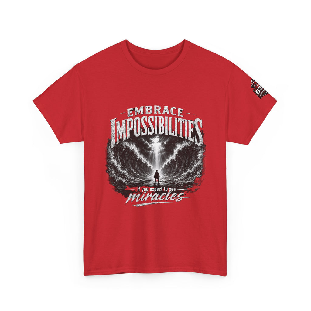 Moses Parting the Red Sea Tee — "Embrace Impossibilities" Inspirational Christian T‑Shirt