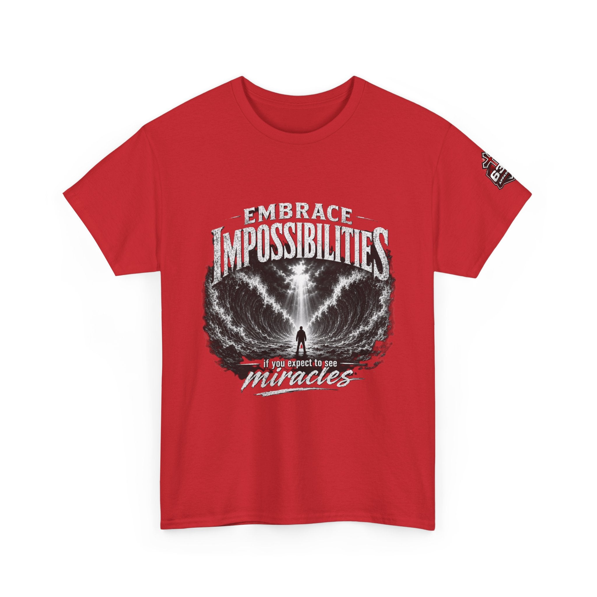 Moses Parting the Red Sea Tee — "Embrace Impossibilities" Inspirational Christian T‑Shirt