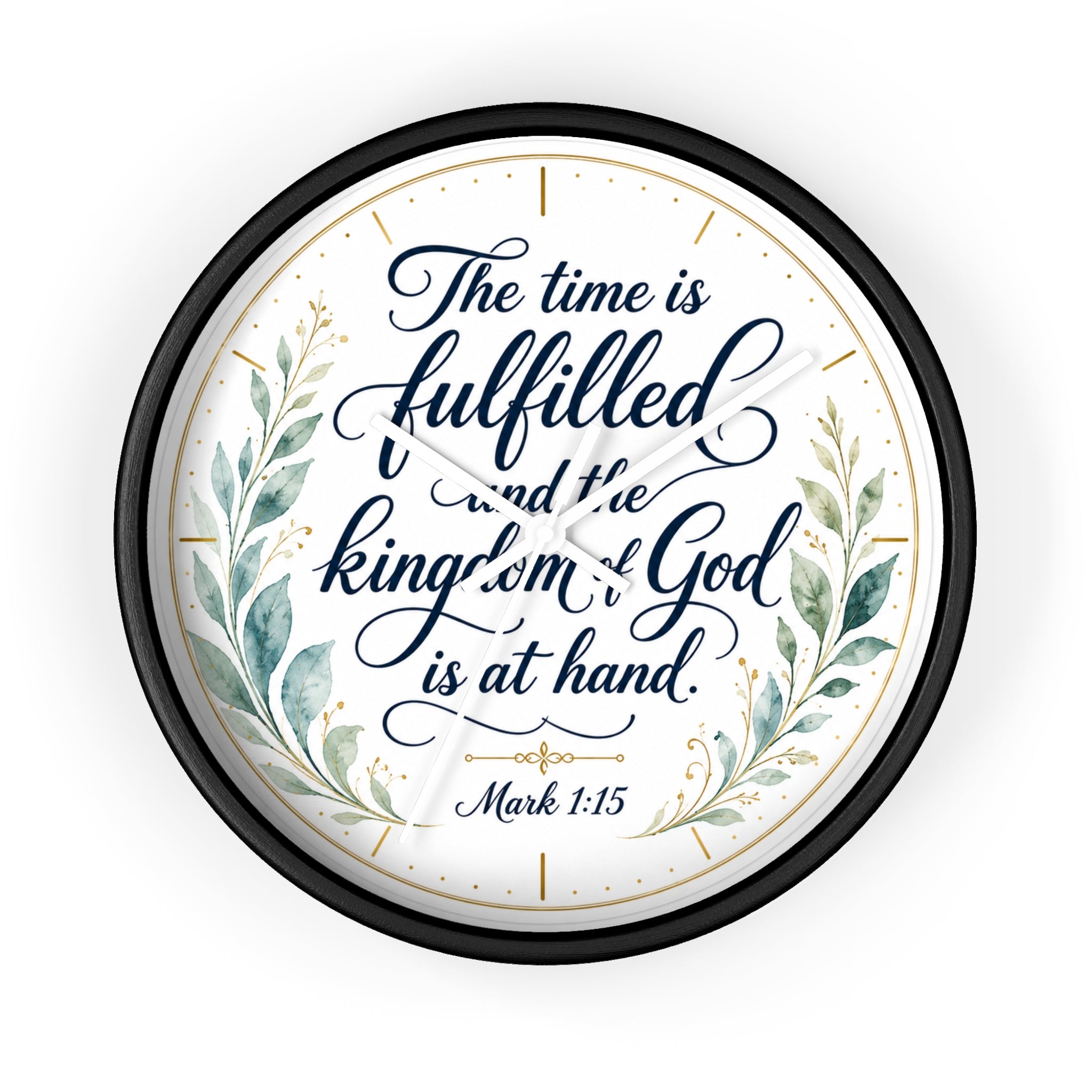 Mark 1:15 Elegant Wall Clock — Simple Christian Scripture Timepiece