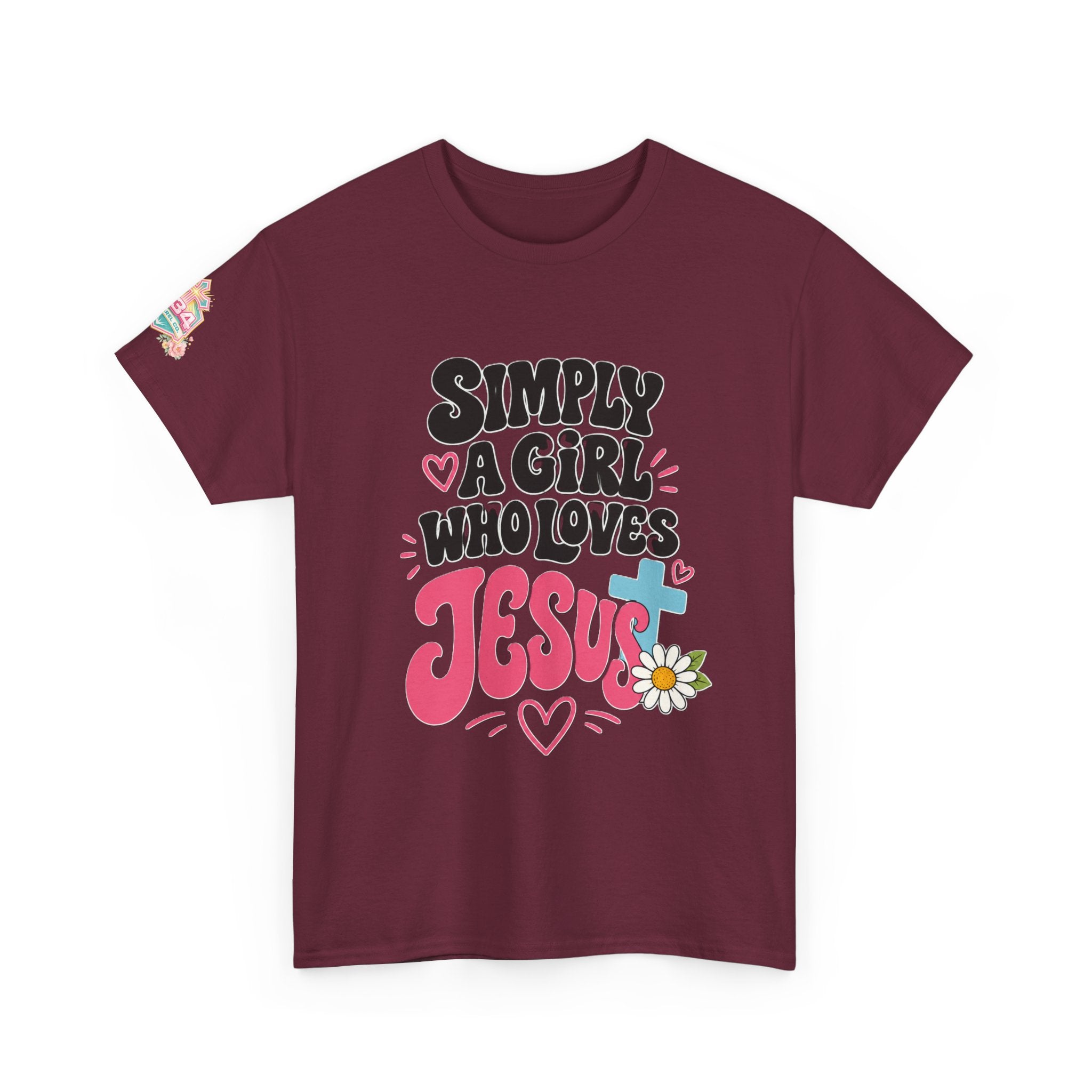 Girl Who Loves Jesus Floral Tee — Bright Colorful Christian Faith Shirt