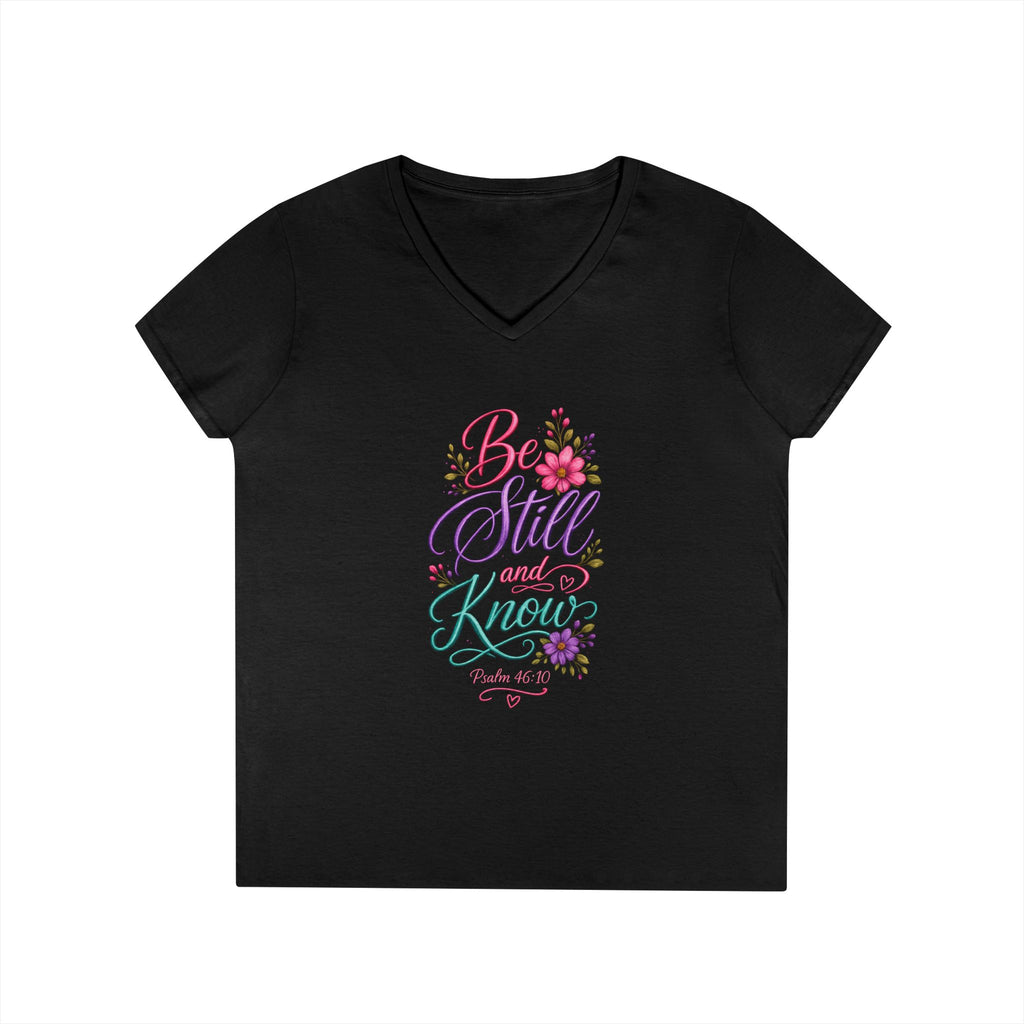Be Still and Know Floral V-Neck T-Shirt