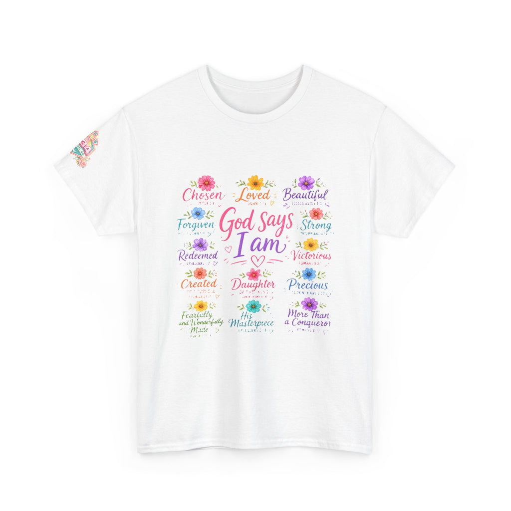 Encouraged by God Floral Tee — What God Says We Are Inspirational Women Shirt