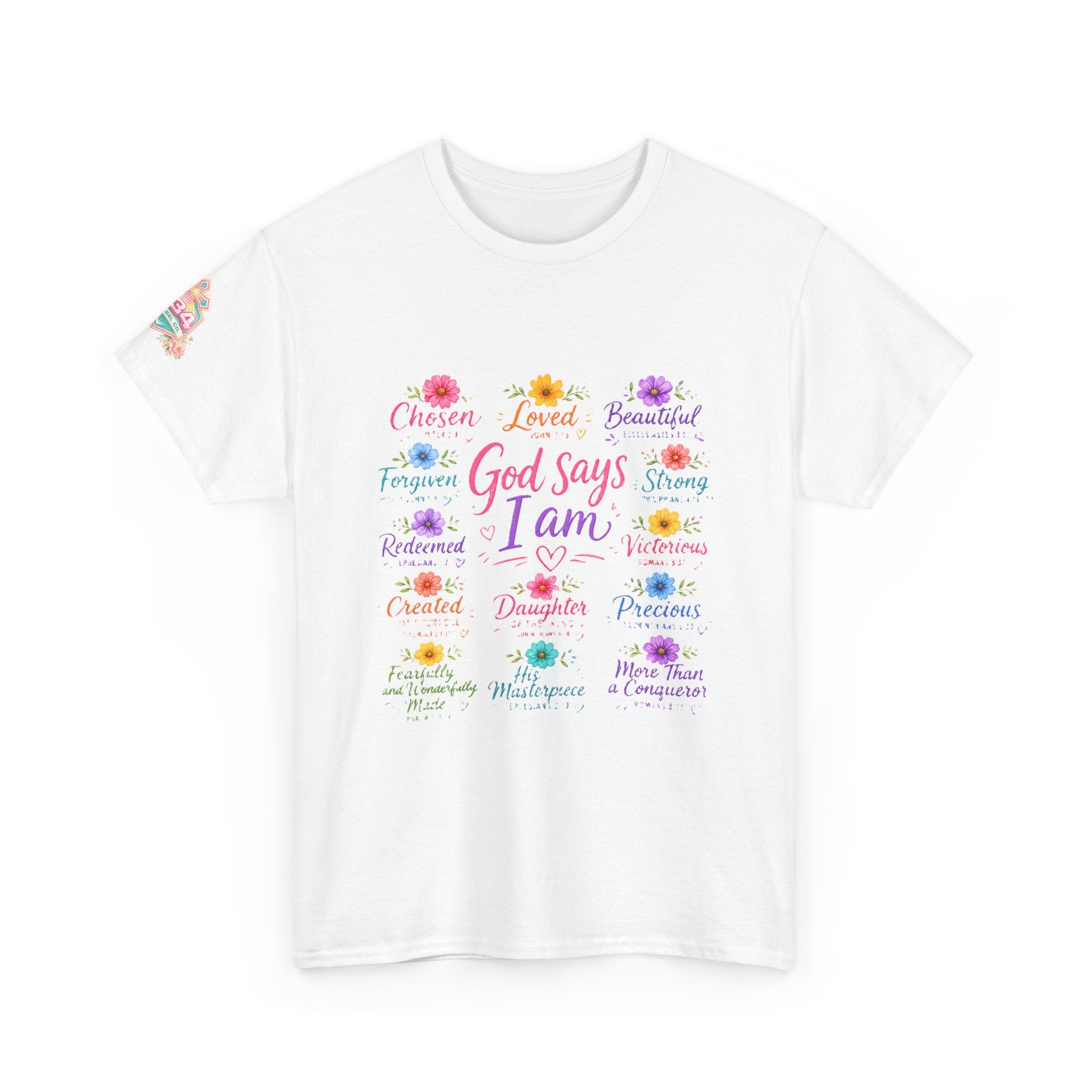 Encouraged by God Floral Tee — What God Says We Are Inspirational Women Shirt