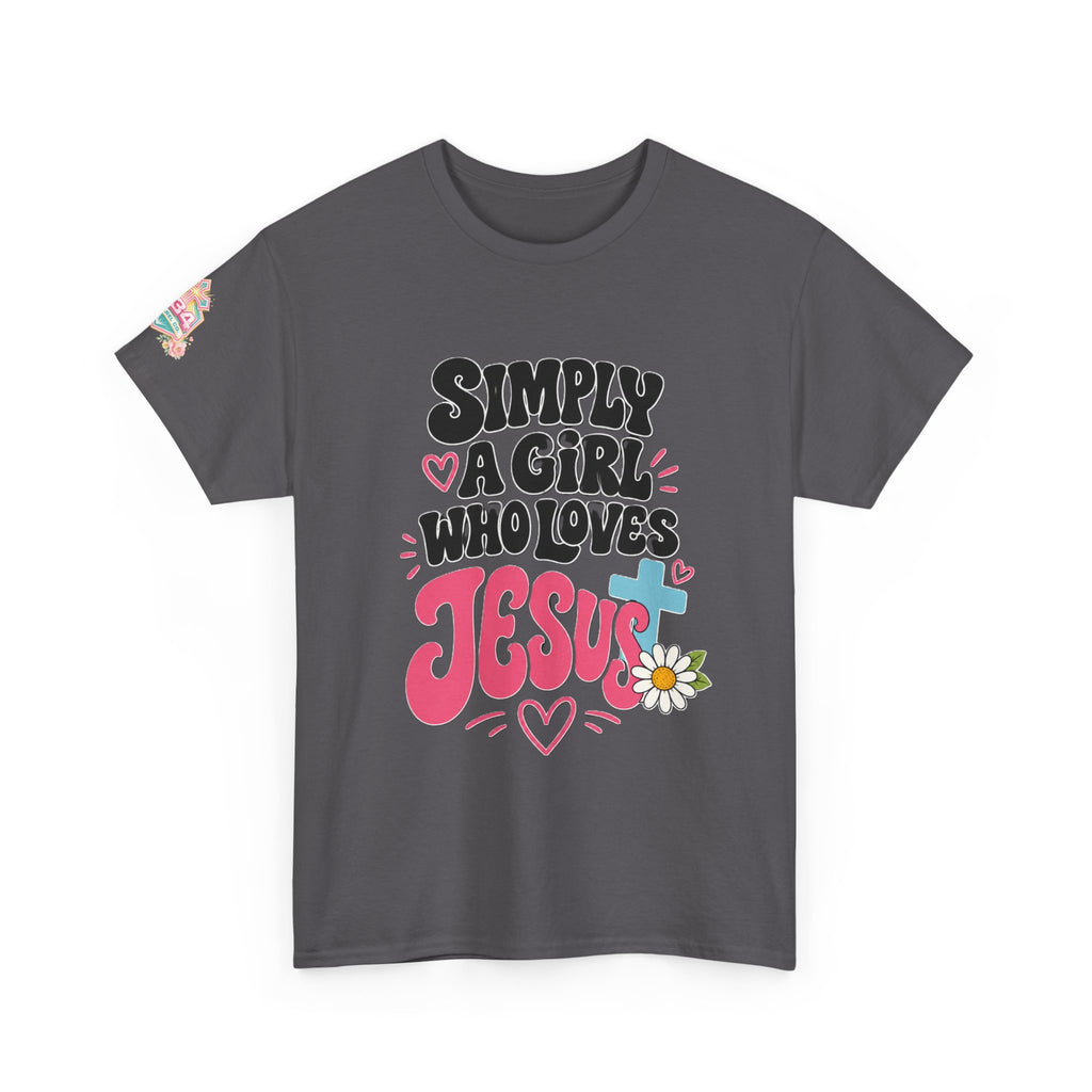 Girl Who Loves Jesus Floral Tee — Bright Colorful Christian Faith Shirt