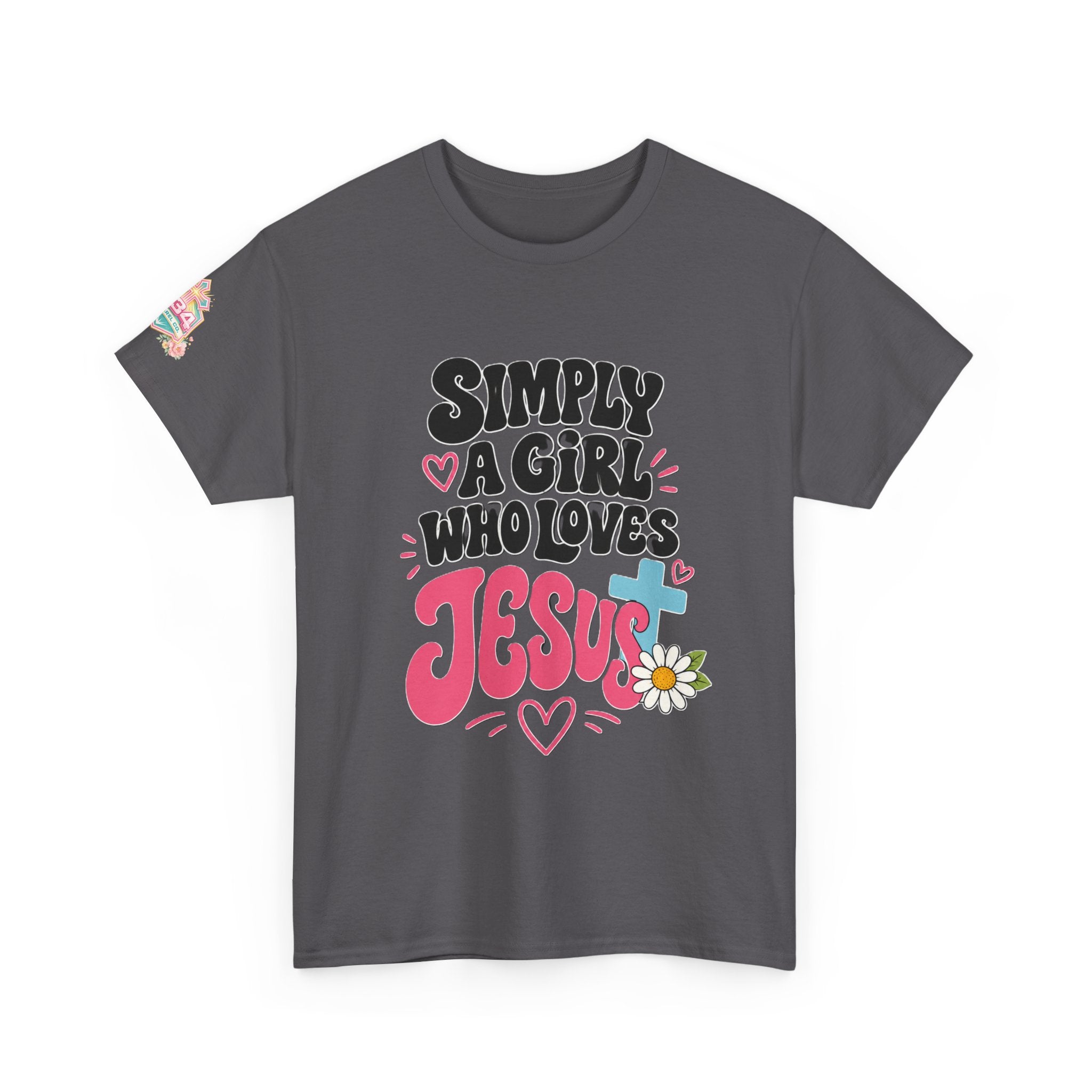 Girl Who Loves Jesus Floral Tee — Bright Colorful Christian Faith Shirt