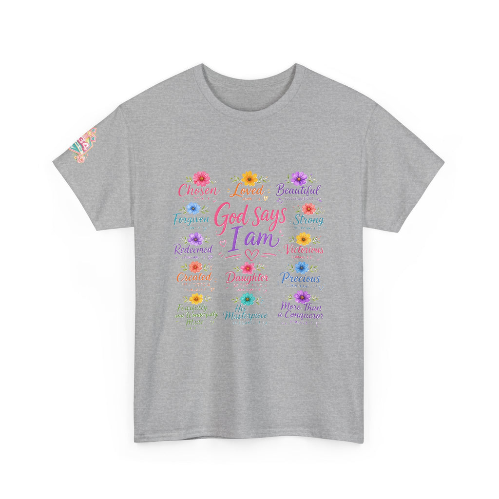 Encouraged by God Floral Tee — What God Says We Are Inspirational Women Shirt
