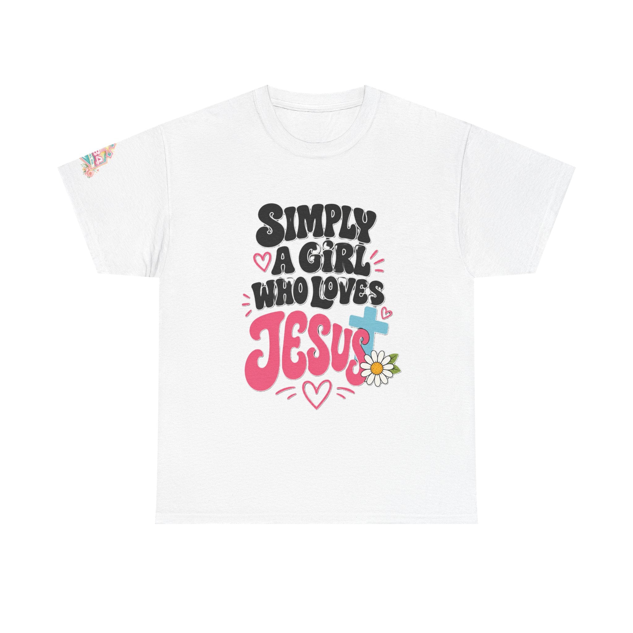 Girl Who Loves Jesus Floral Tee — Bright Colorful Christian Faith Shirt