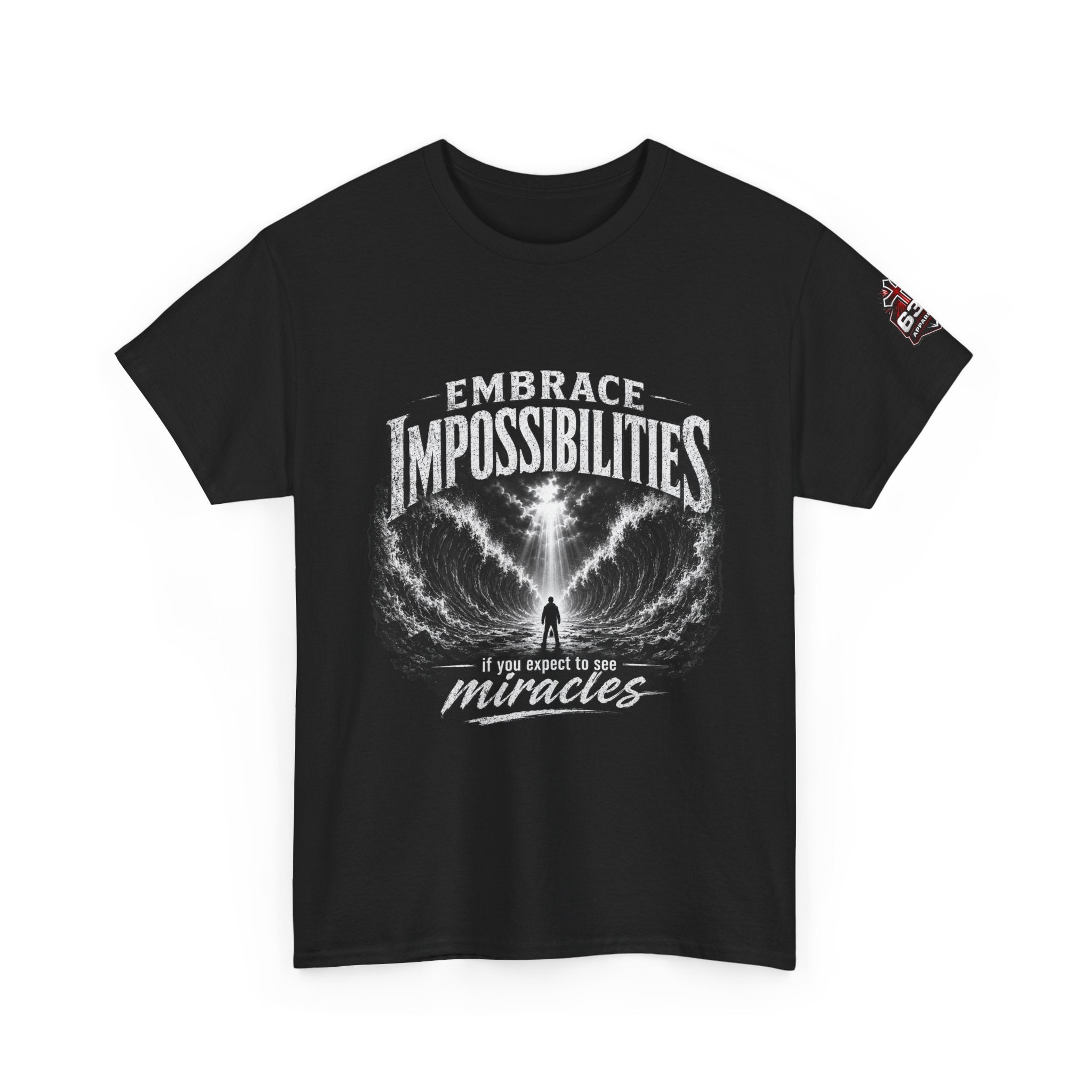 Moses Parting the Red Sea Tee — "Embrace Impossibilities" Inspirational Christian T‑Shirt