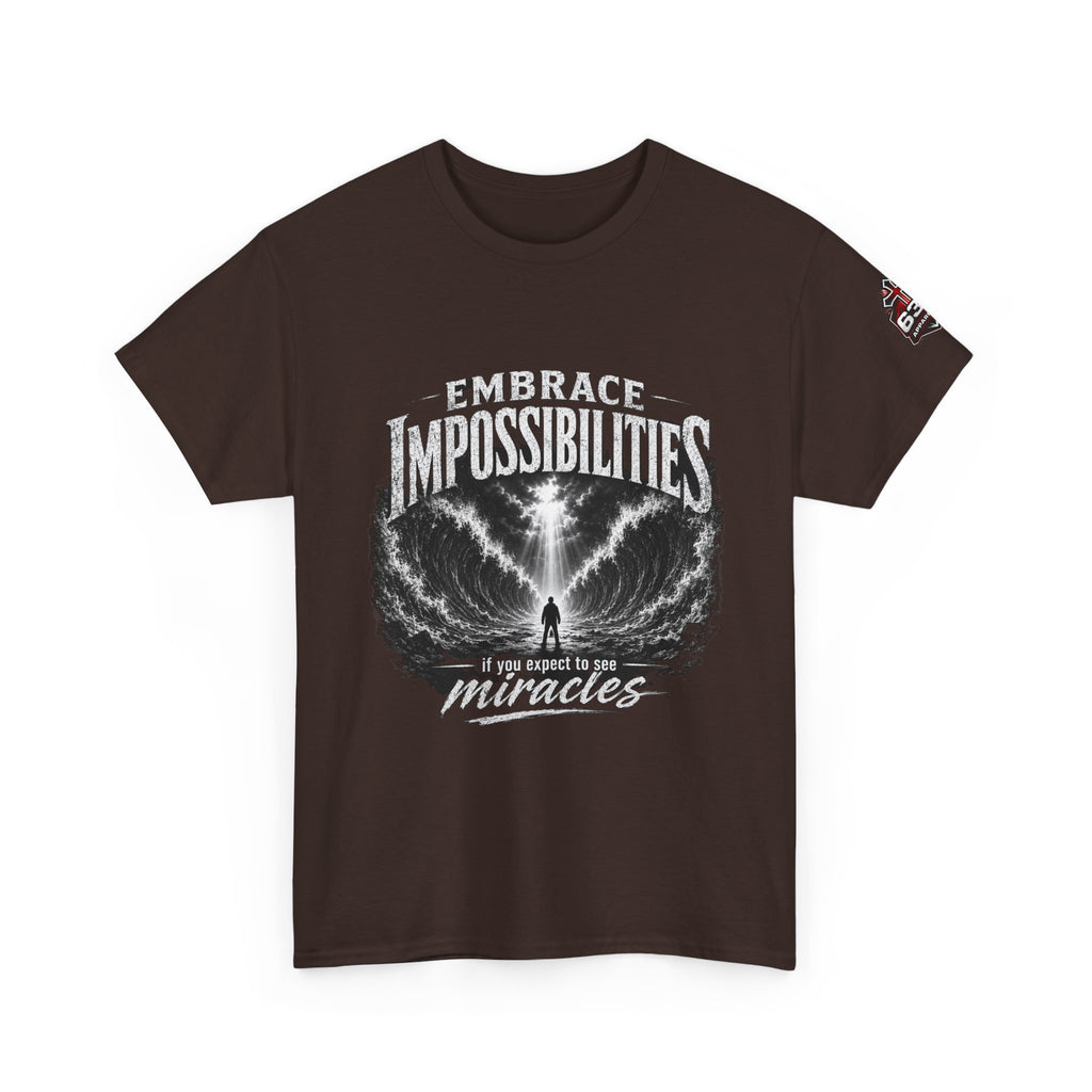 Moses Parting the Red Sea Tee — "Embrace Impossibilities" Inspirational Christian T‑Shirt