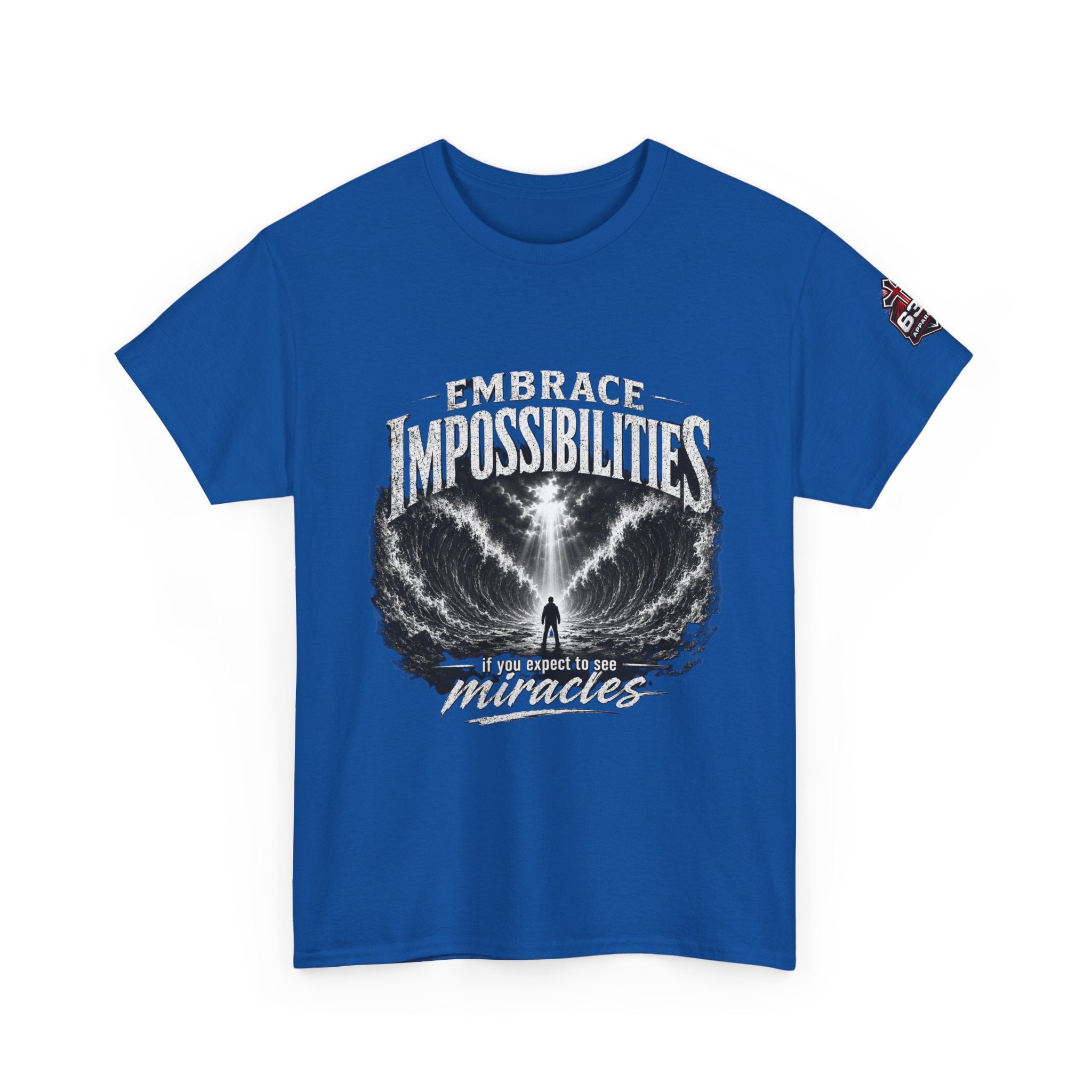 Moses Parting the Red Sea Tee — "Embrace Impossibilities" Inspirational Christian T‑Shirt