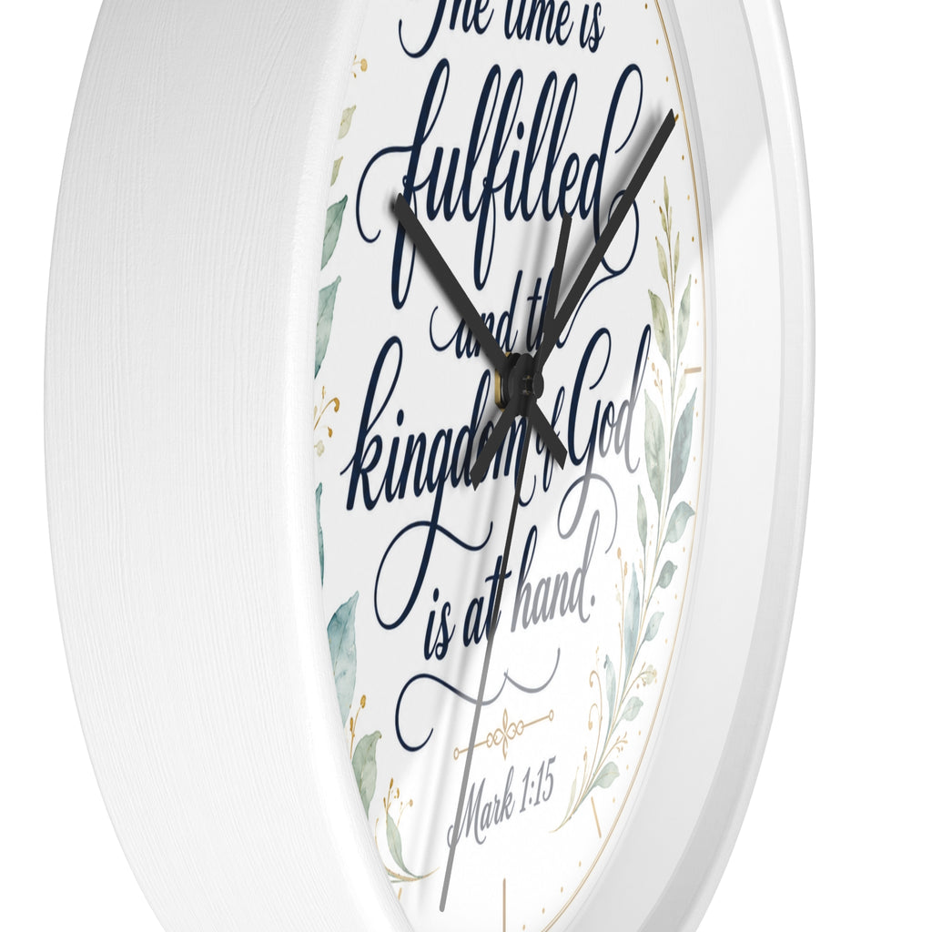 Mark 1:15 Elegant Wall Clock — Simple Christian Scripture Timepiece