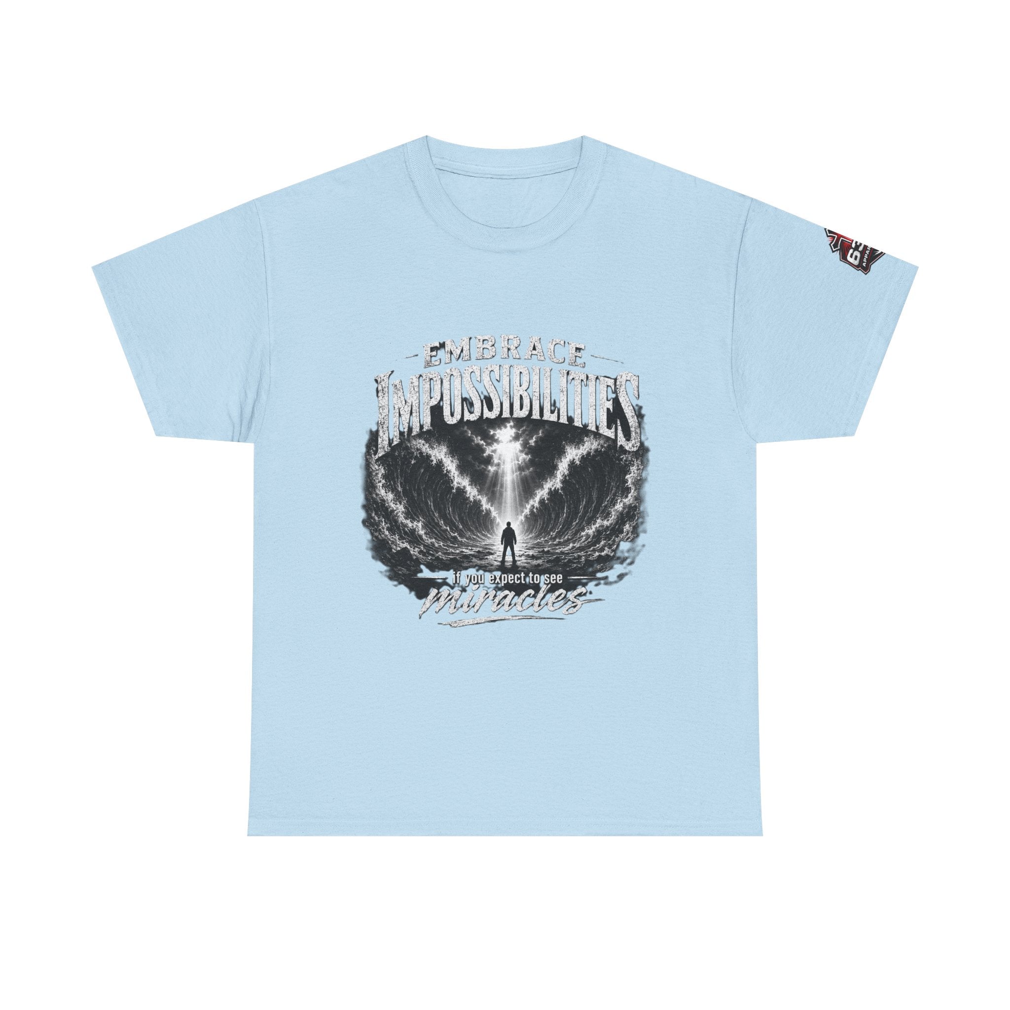 Moses Parting the Red Sea Tee — "Embrace Impossibilities" Inspirational Christian T‑Shirt