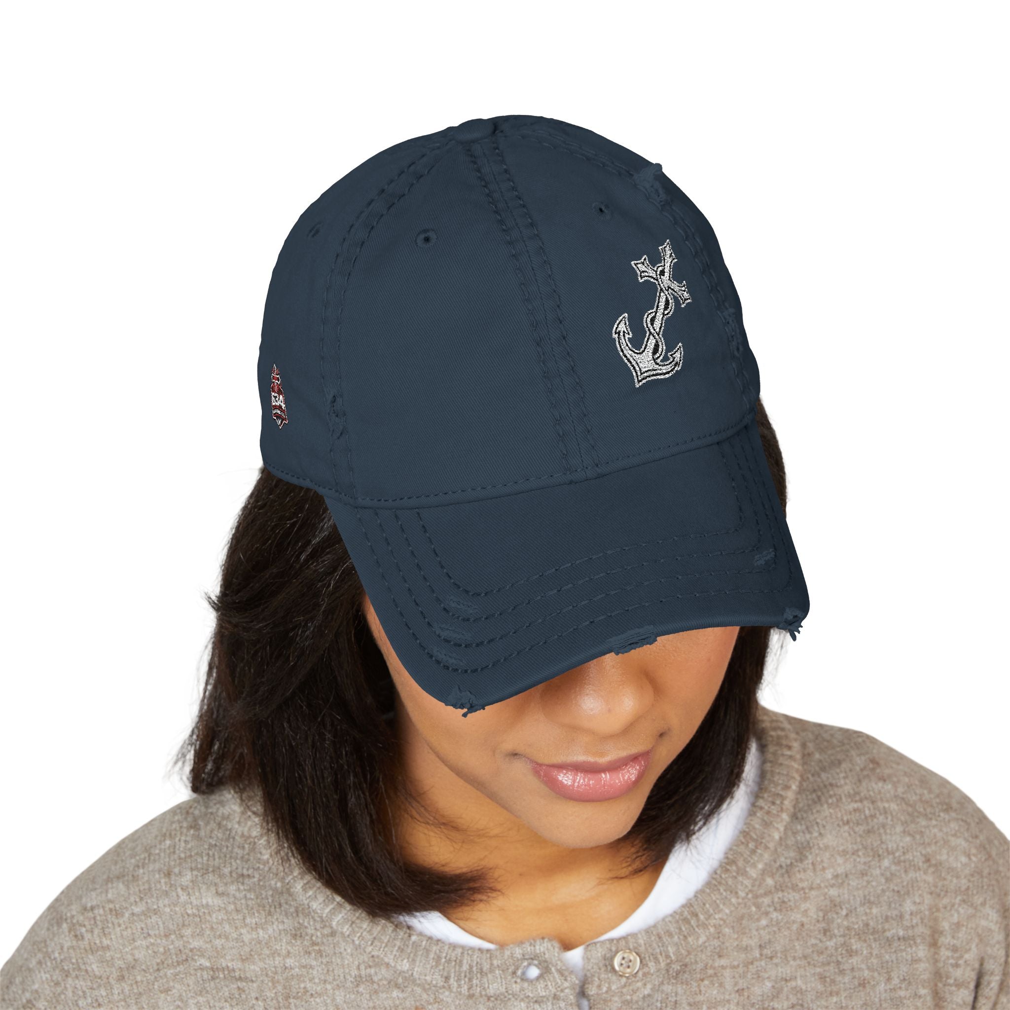 Christian Anchor Cross Embroidered Dad Hat