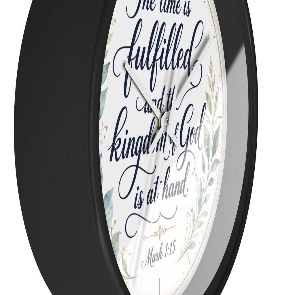 Mark 1:15 Elegant Wall Clock — Simple Christian Scripture Timepiece