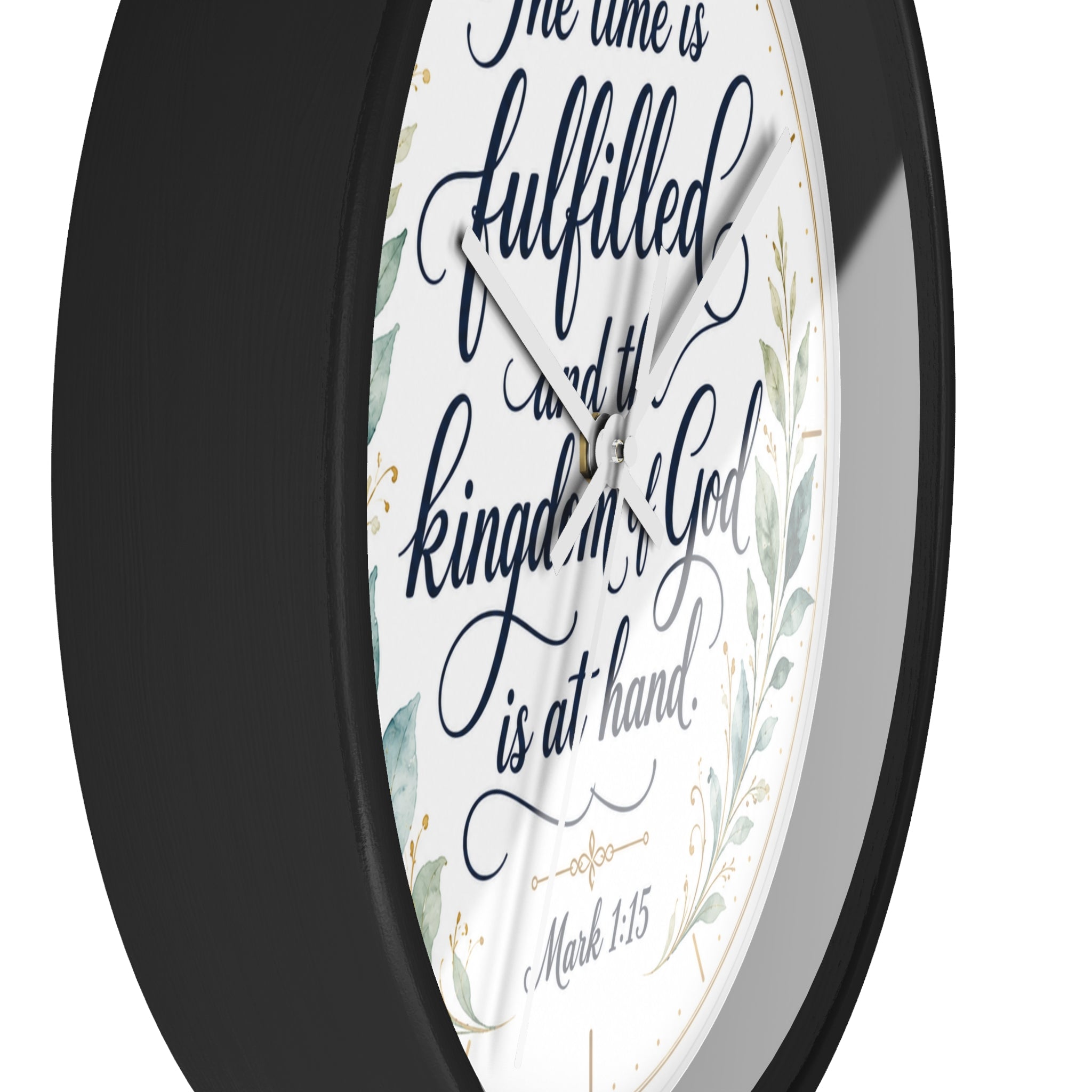 Mark 1:15 Elegant Wall Clock — Simple Christian Scripture Timepiece