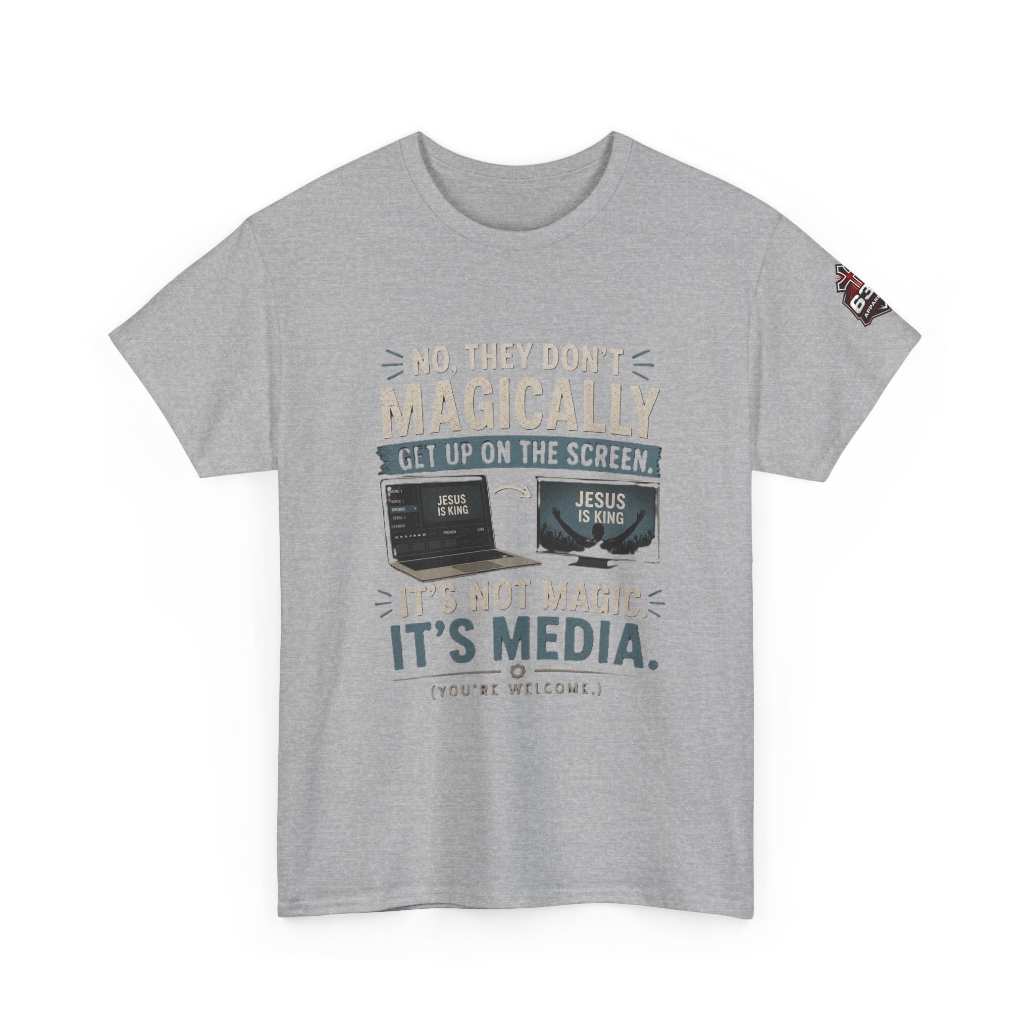 Church Media, Not Magic! Tee — Cheeky Church Media Leader Graphic T-Shirt