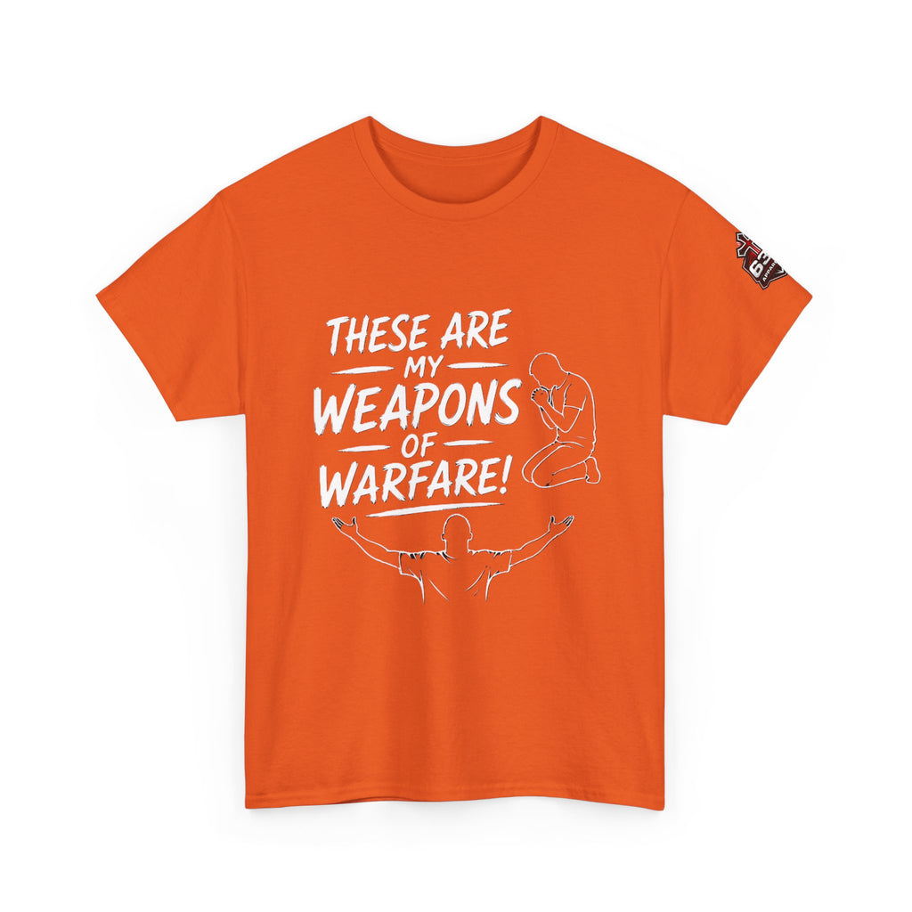 Worship & Prayer Tee — "These Are My Weapons of Warfare" Christian T-Shirt