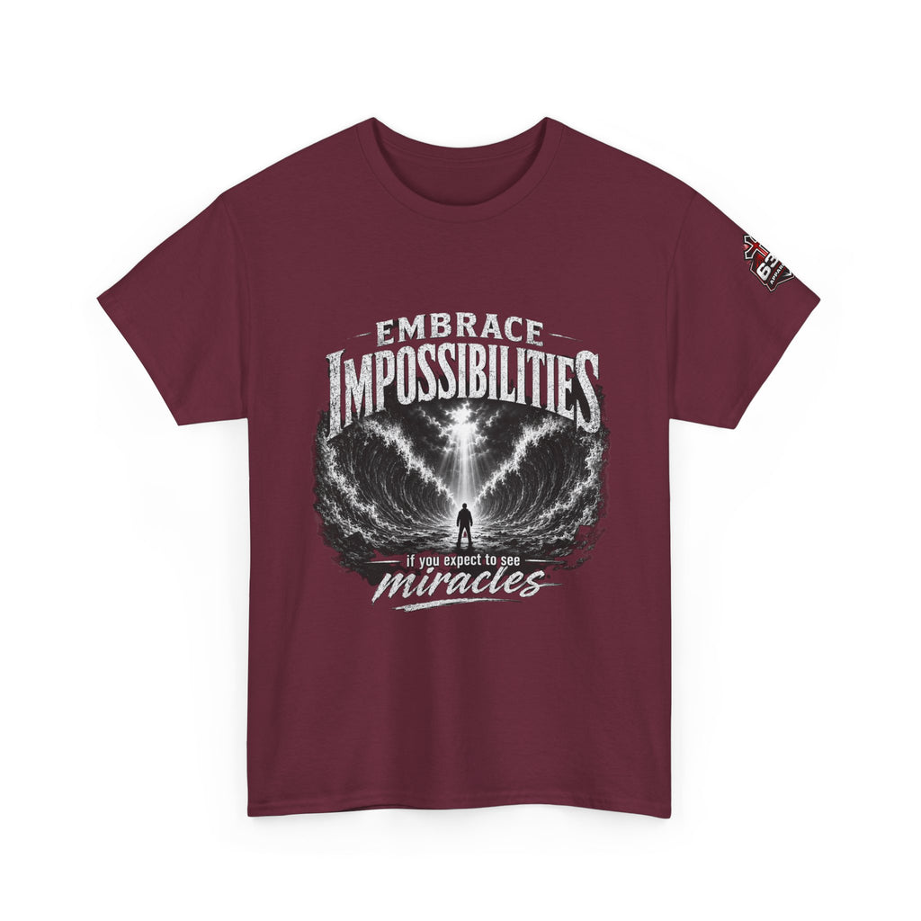 Moses Parting the Red Sea Tee — "Embrace Impossibilities" Inspirational Christian T‑Shirt