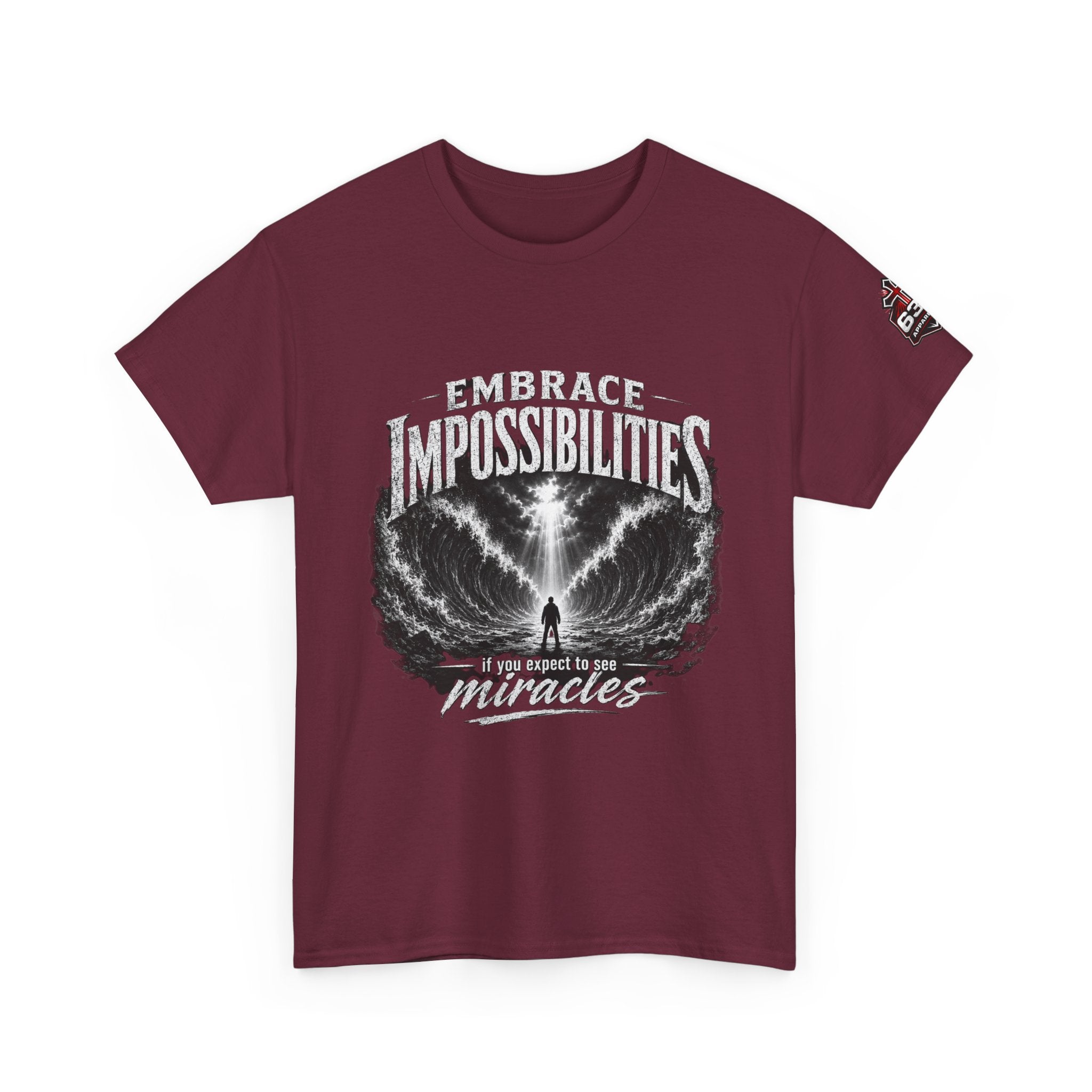 Moses Parting the Red Sea Tee — "Embrace Impossibilities" Inspirational Christian T‑Shirt