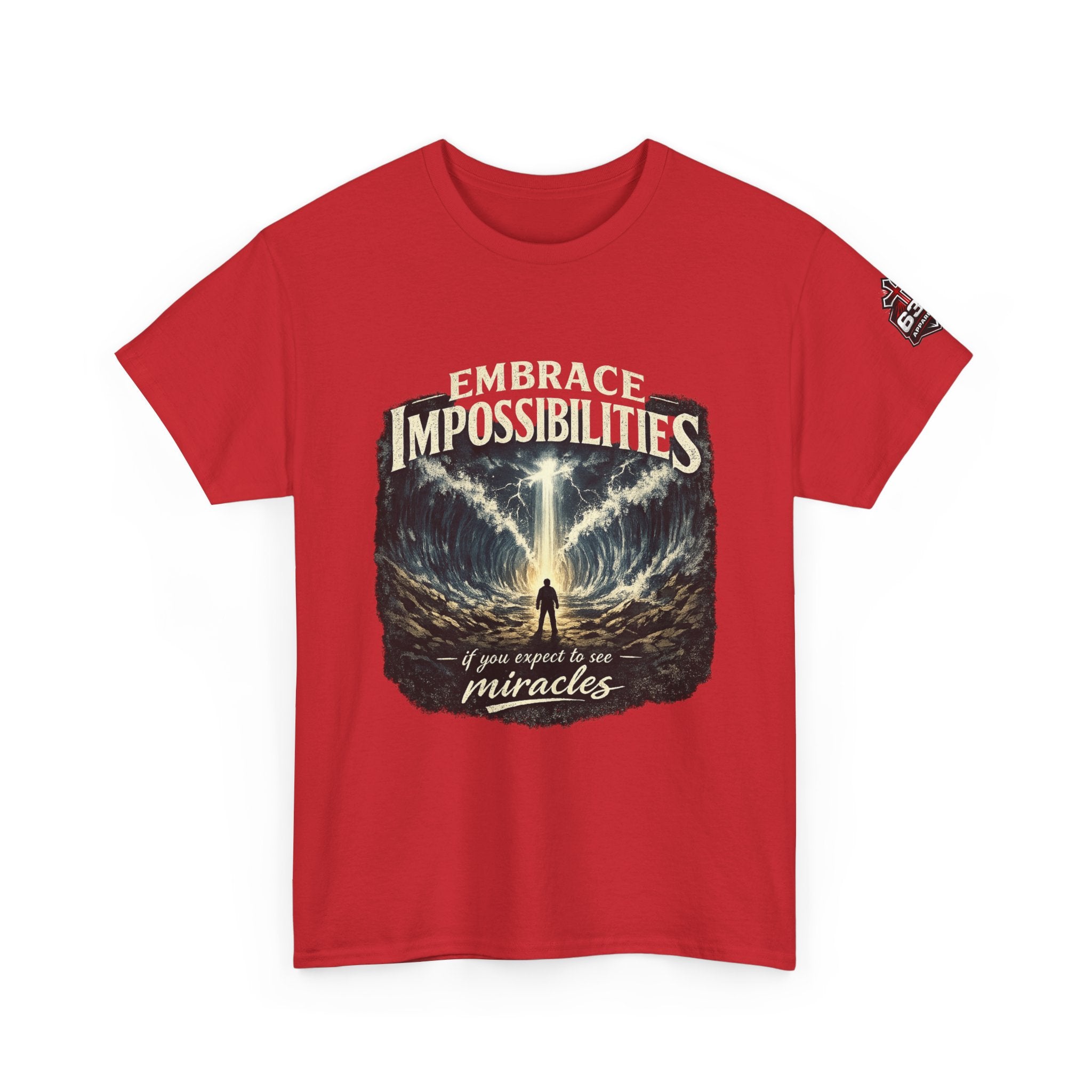 Moses Parting the Red Sea Tee — "Embrace Impossibilities" Inspirational Christian T‑Shirt