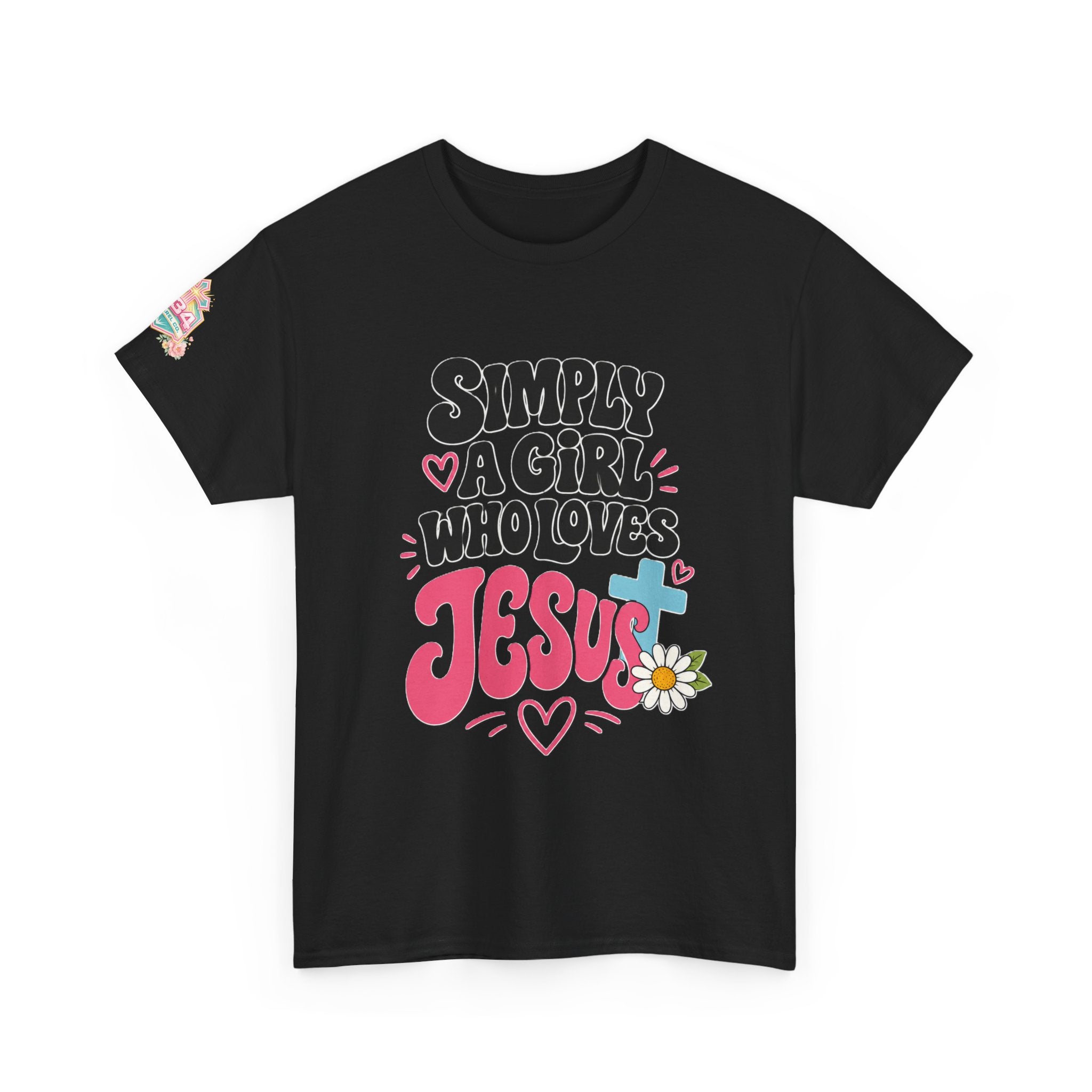 Girl Who Loves Jesus Floral Tee — Bright Colorful Christian Faith Shirt