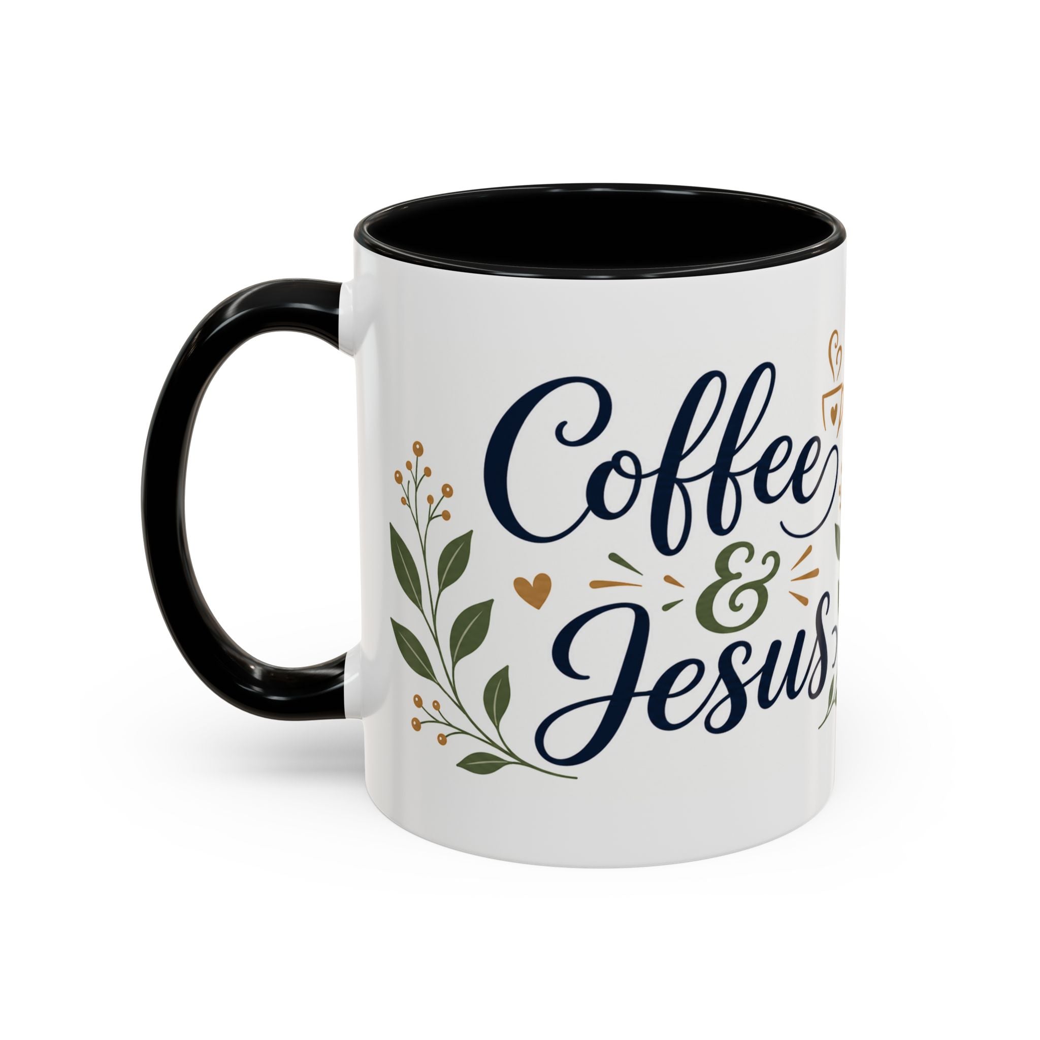 Coffee & Jesus Morning Mug — “Coffee and Jesus are how i start my morning” Accent Coffee Mug (11/15 oz)