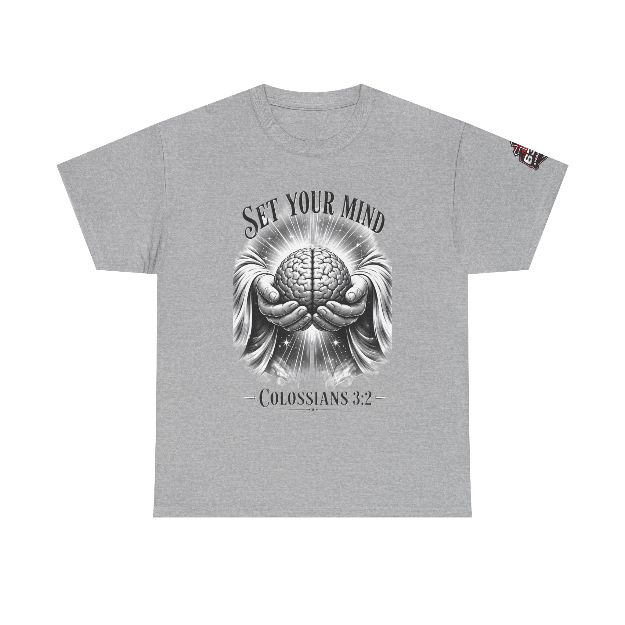 Set Your Mind Colossians Tee — Brain in God’s Hands Christian T‑Shirt