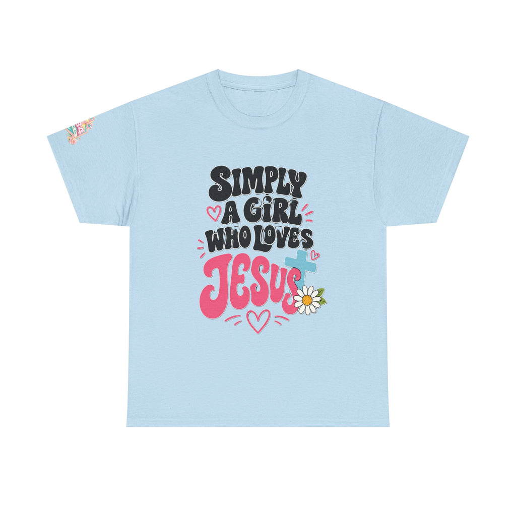 Girl Who Loves Jesus Floral Tee — Bright Colorful Christian Faith Shirt