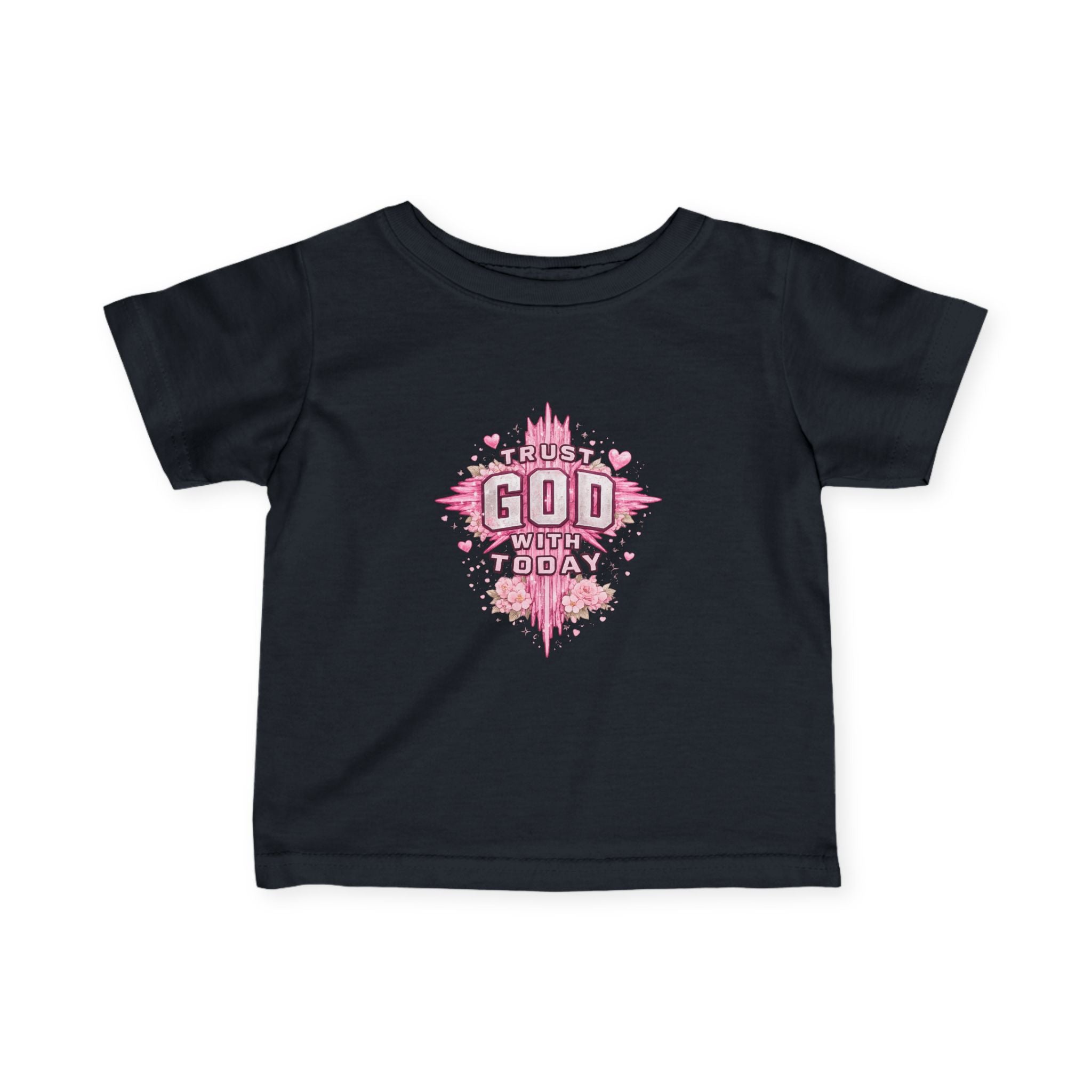 Infant Tee — Pink Cross "Trust God for Today"