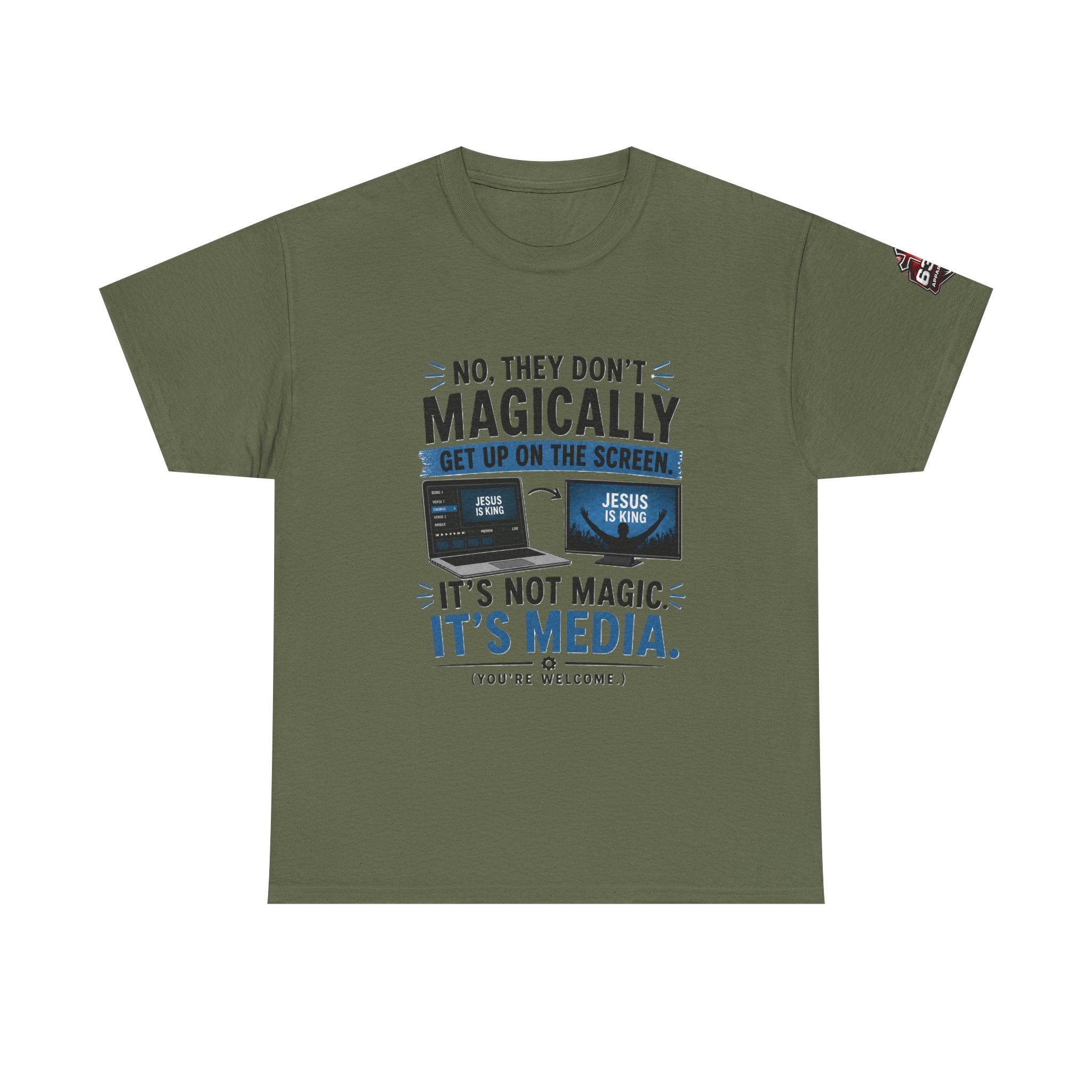 Church Media, Not Magic! Tee — Cheeky Church Media Leader Graphic T-Shirt