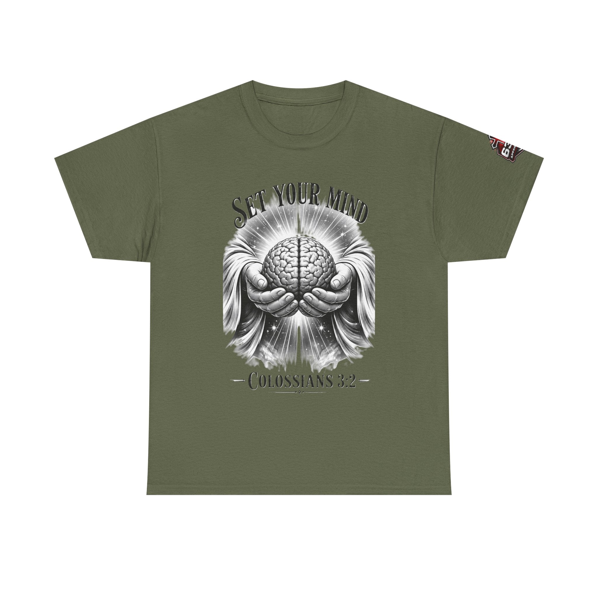 Set Your Mind Colossians Tee — Brain in God’s Hands Christian T‑Shirt