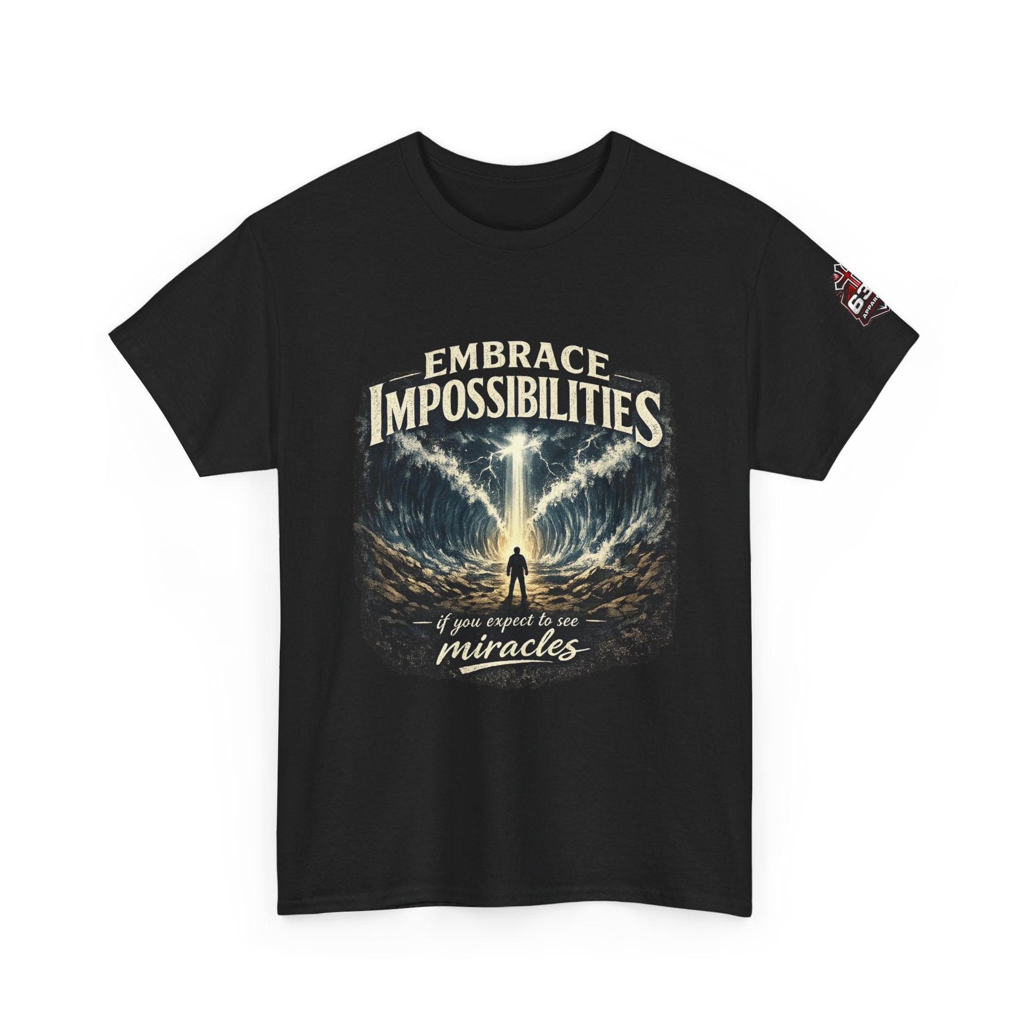 Moses Parting the Red Sea Tee — "Embrace Impossibilities" Inspirational Christian T‑Shirt